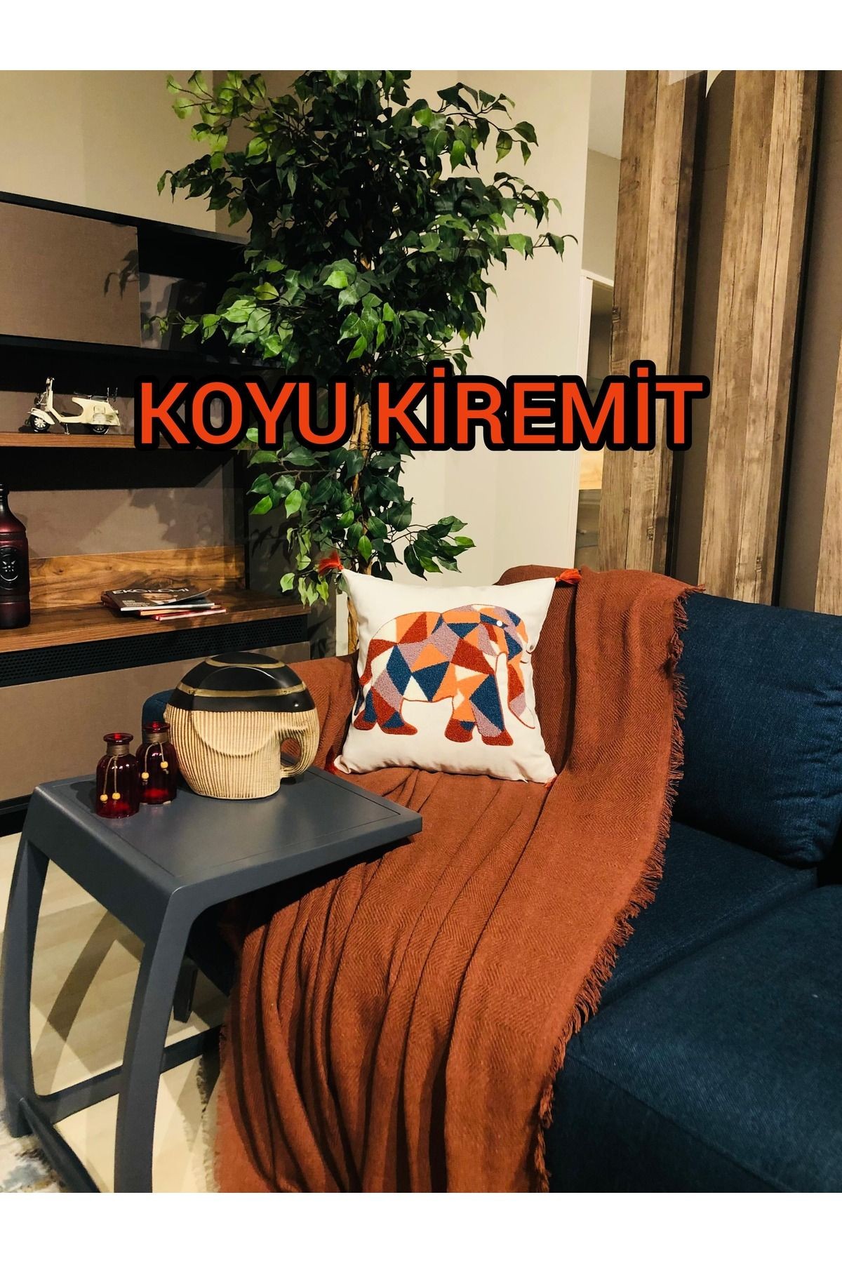 İnce Yapılı Saçaklı Koyu Kiremit Rengi Çok Amaçlı Koltuk Örtüsü,tv Şalı 170*210 Cm