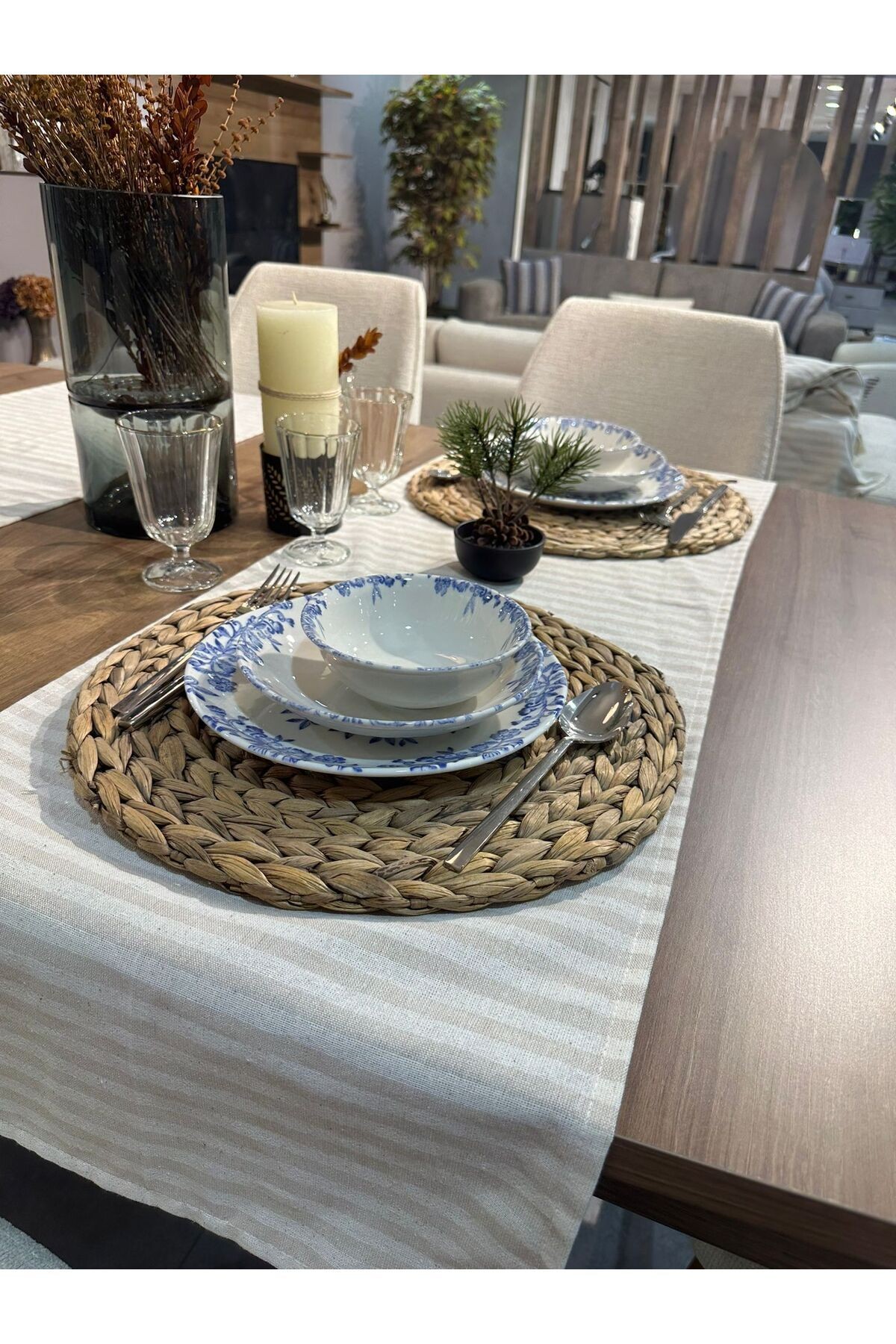 %100 Keten Kumaş,bohem Runner 40*140 Cm