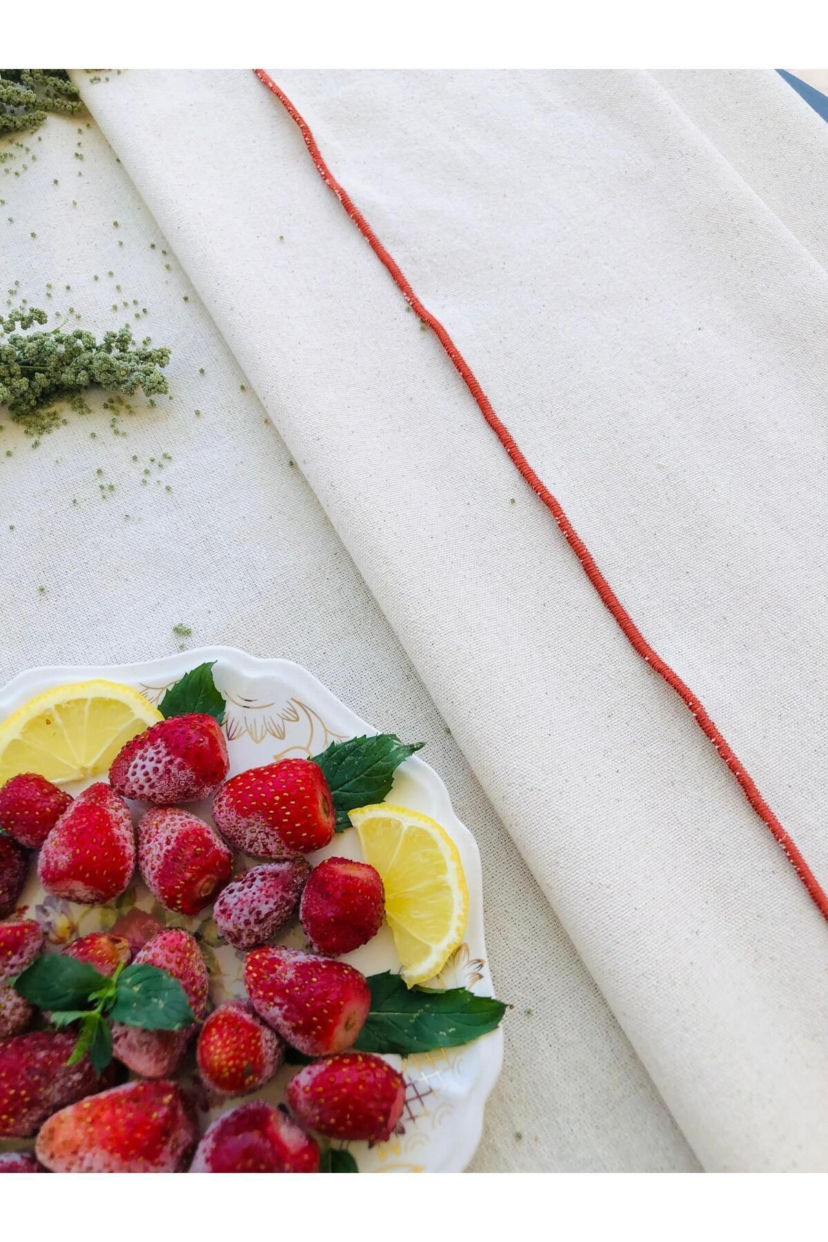 Organik Keten Pamuklu Kenar Dikişli Masa Örtüsü,Naturel,Parti,Piknik,Bride
