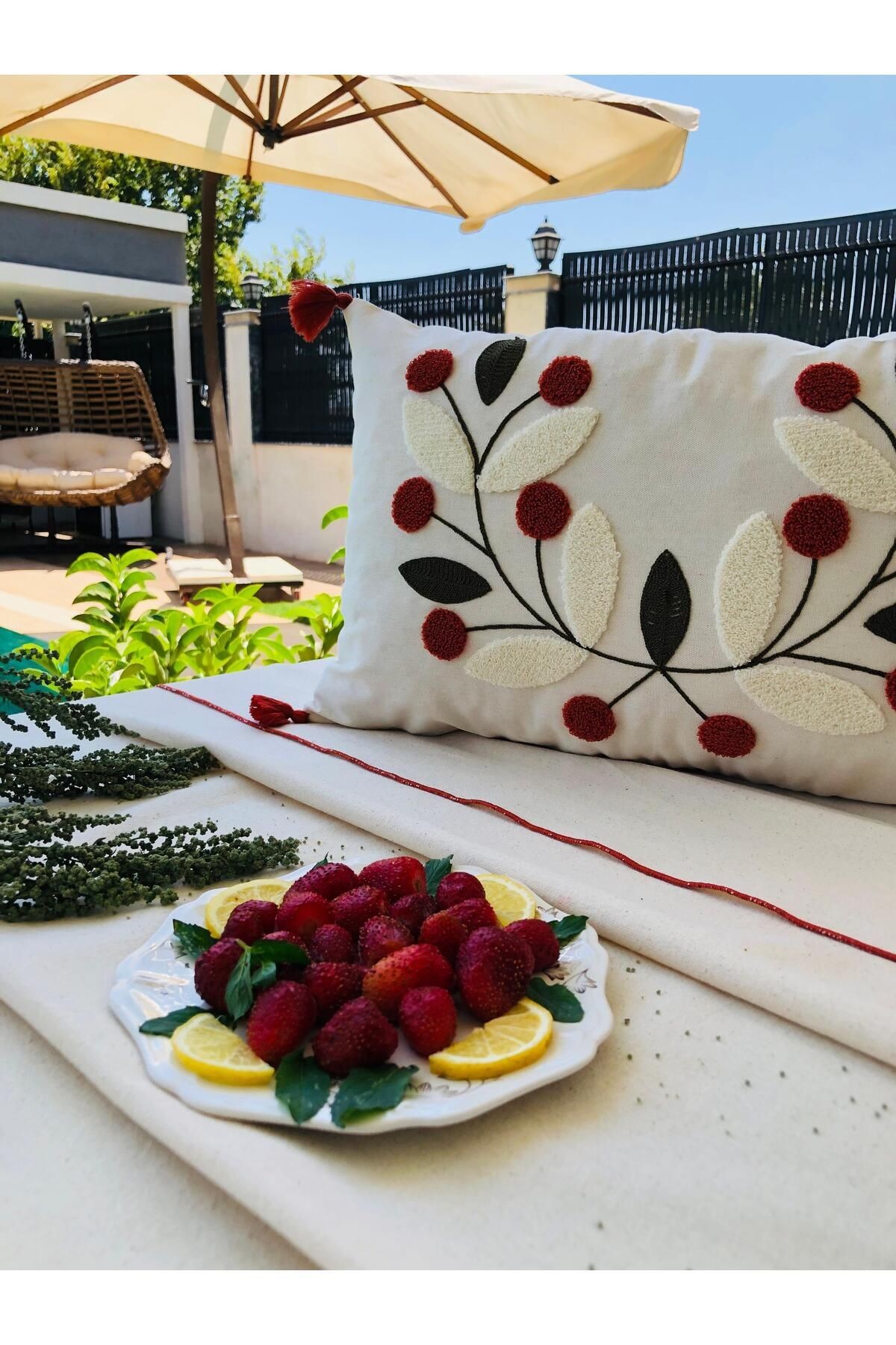 Organik Keten Pamuklu Kenar Dikişli Masa Örtüsü,Naturel,Parti,Piknik,Bride