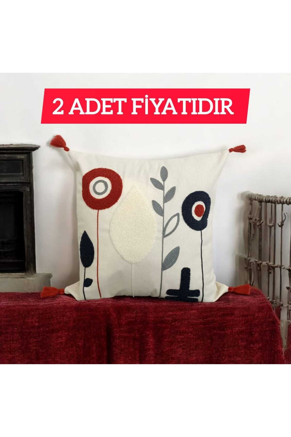 Punch Dandelıon Desen Ponponlu Kırlent 43x43 cm