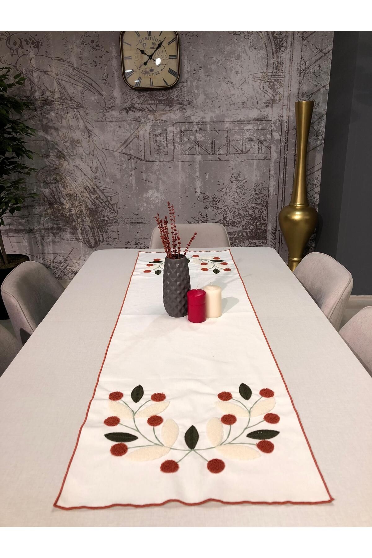 Punch Runner Bordo Papatya 40*140 cm - bordo