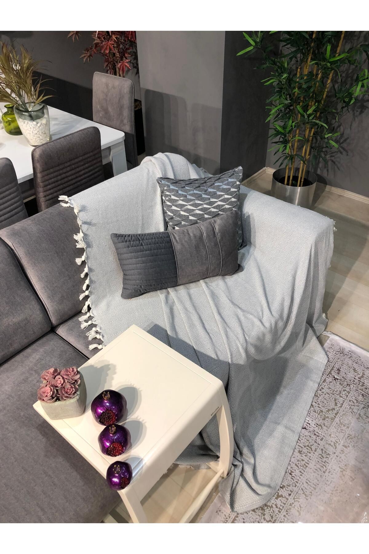 Balıksırtı Desen El Bağlama Koltuk Örtüsü 180*220 Cm