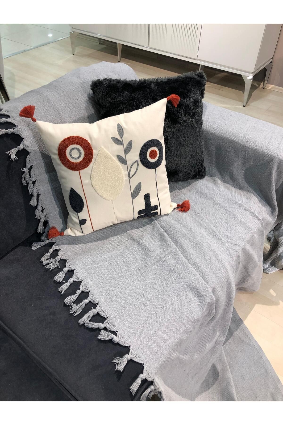 Renge Renk El Bağlama Koltuk Örtüsü 180*220 Cm - gri