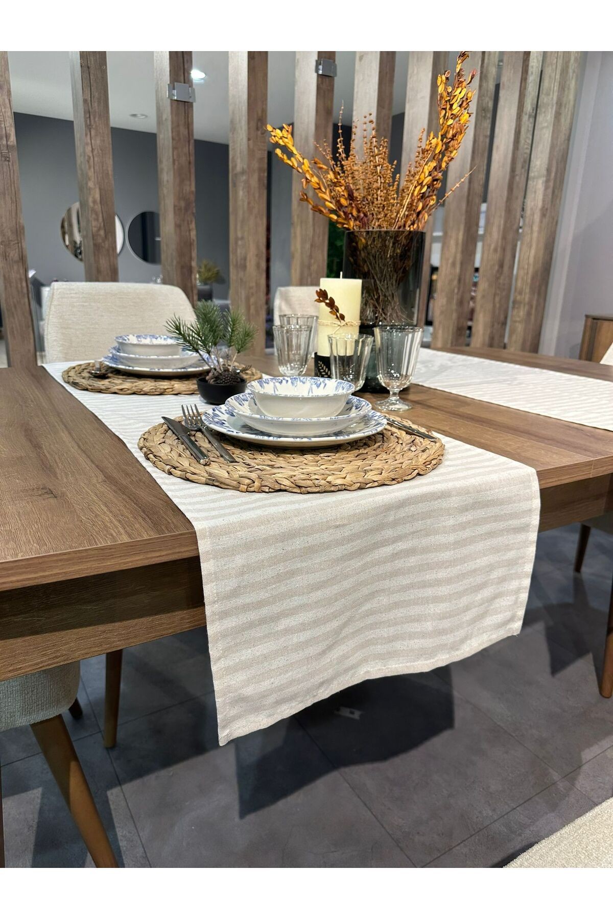 %100 Keten Kumaş,bohem Runner 40*140 Cm