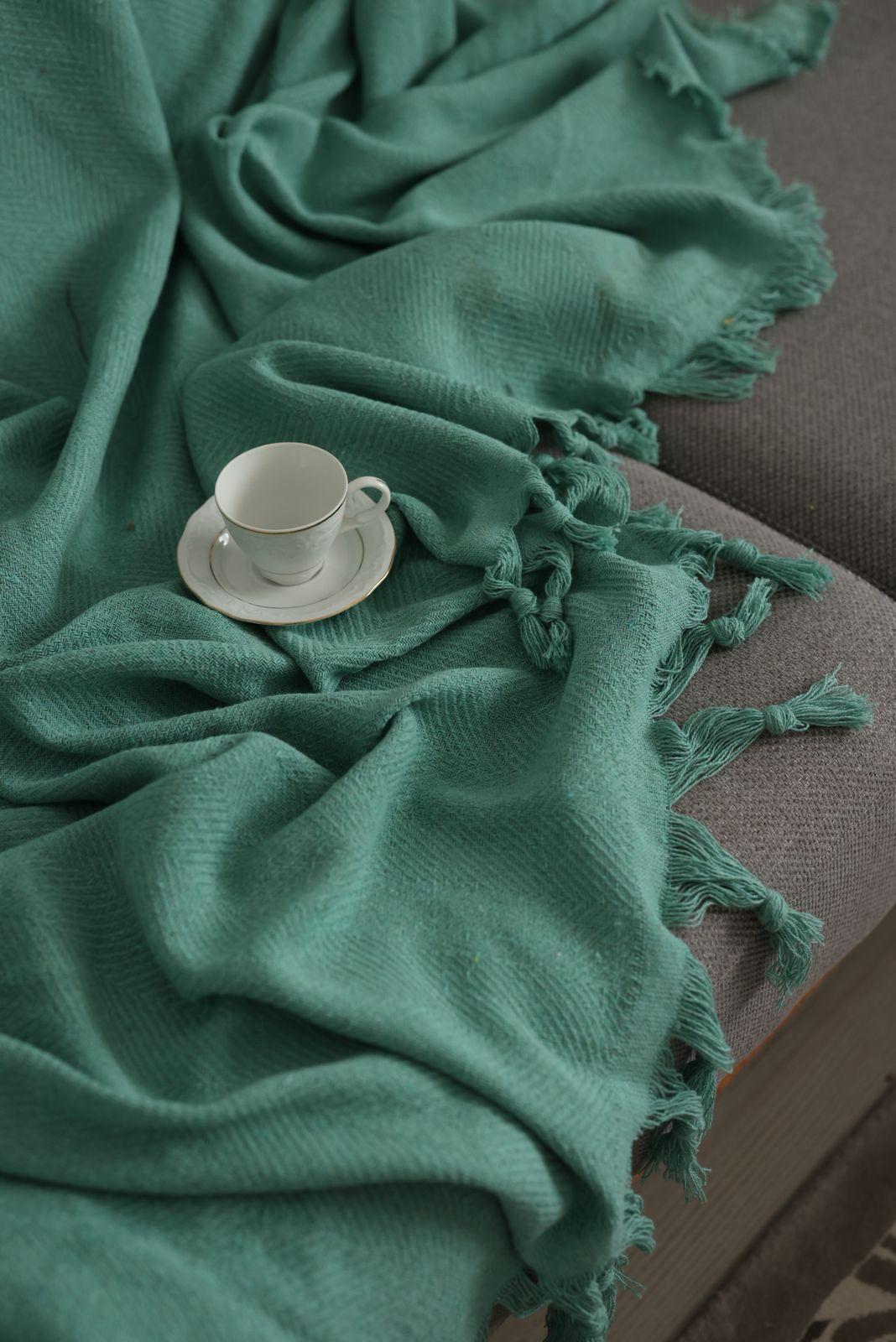 Renge Renk El Bağlama Mint Yeşili Koltuk Örtüsü 180*200 Cm