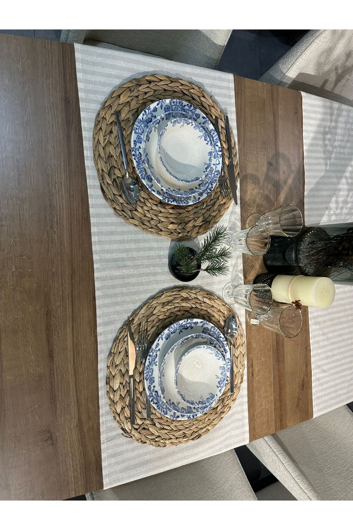 %100 Keten Kumaş,bohem,dantelli Runner 40*140 Cm