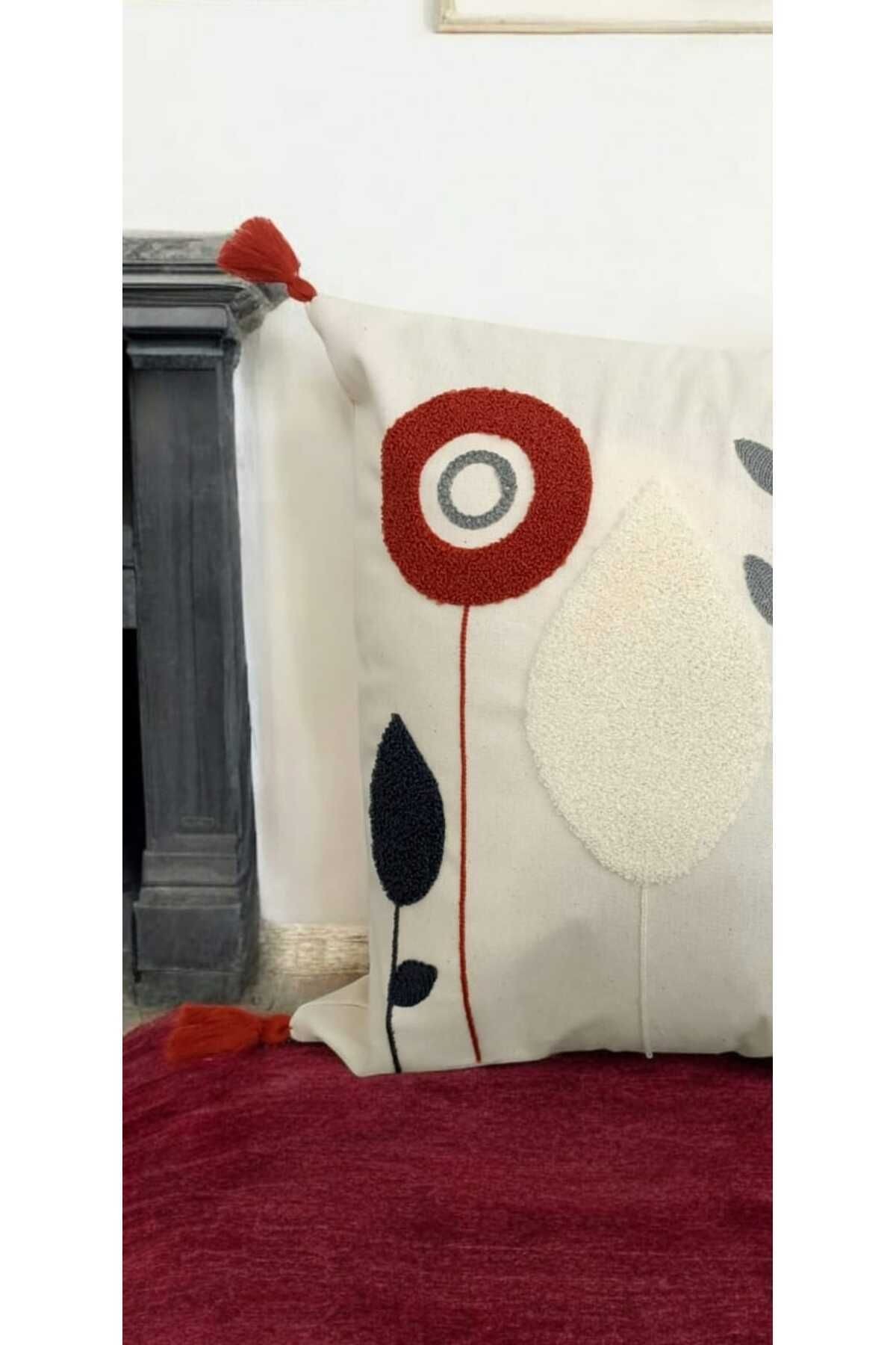 Punch Dandelıon Desen Ponponlu Kırlent 43x43 cm