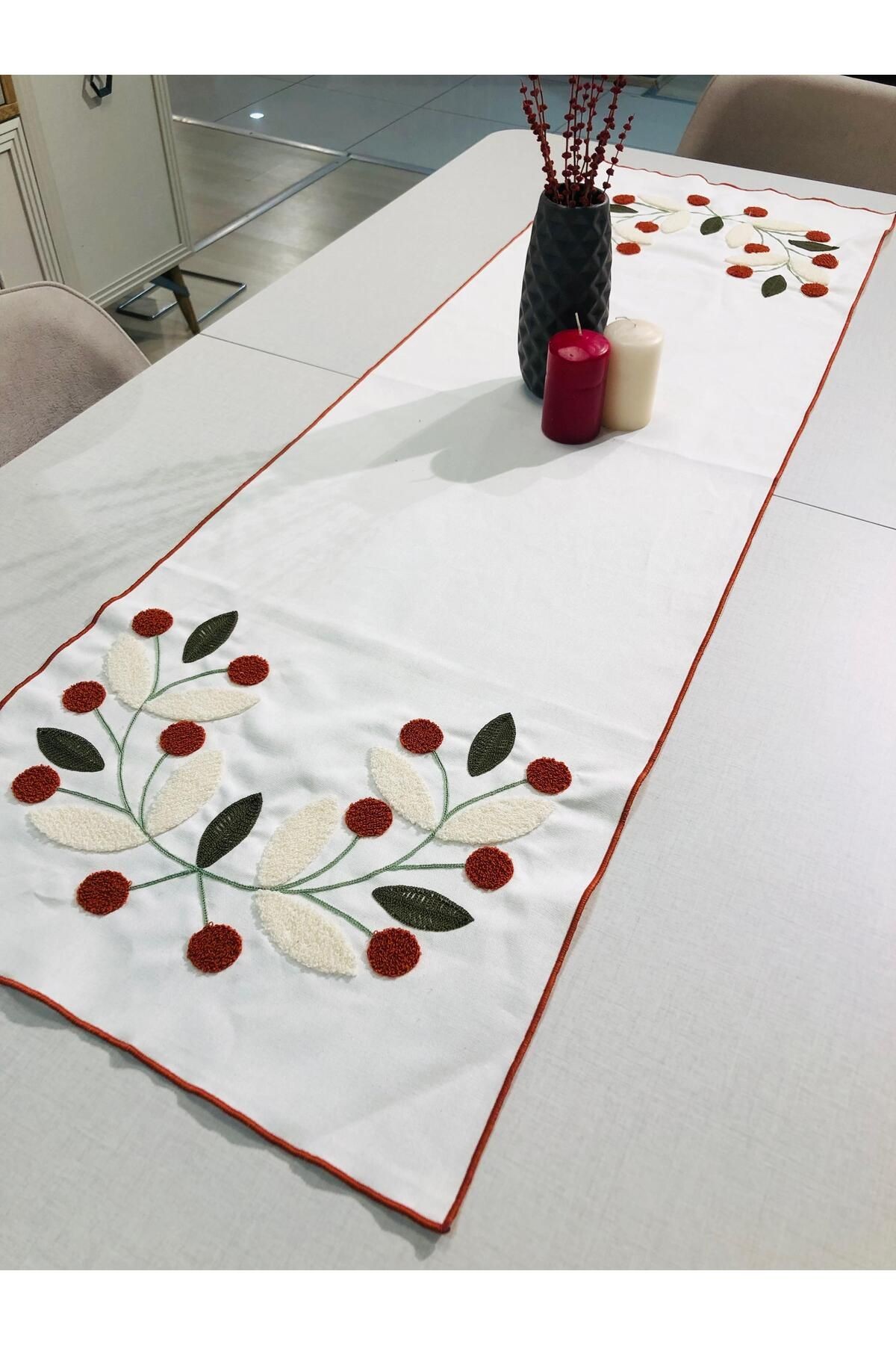 Punch Runner Bordo Papatya 40*140 cm - bordo