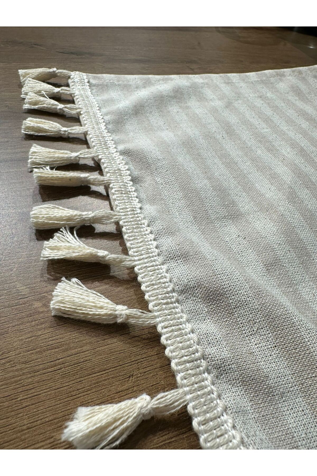 %100 Keten Kumaş,bohem,dantelli Runner 40*140 Cm