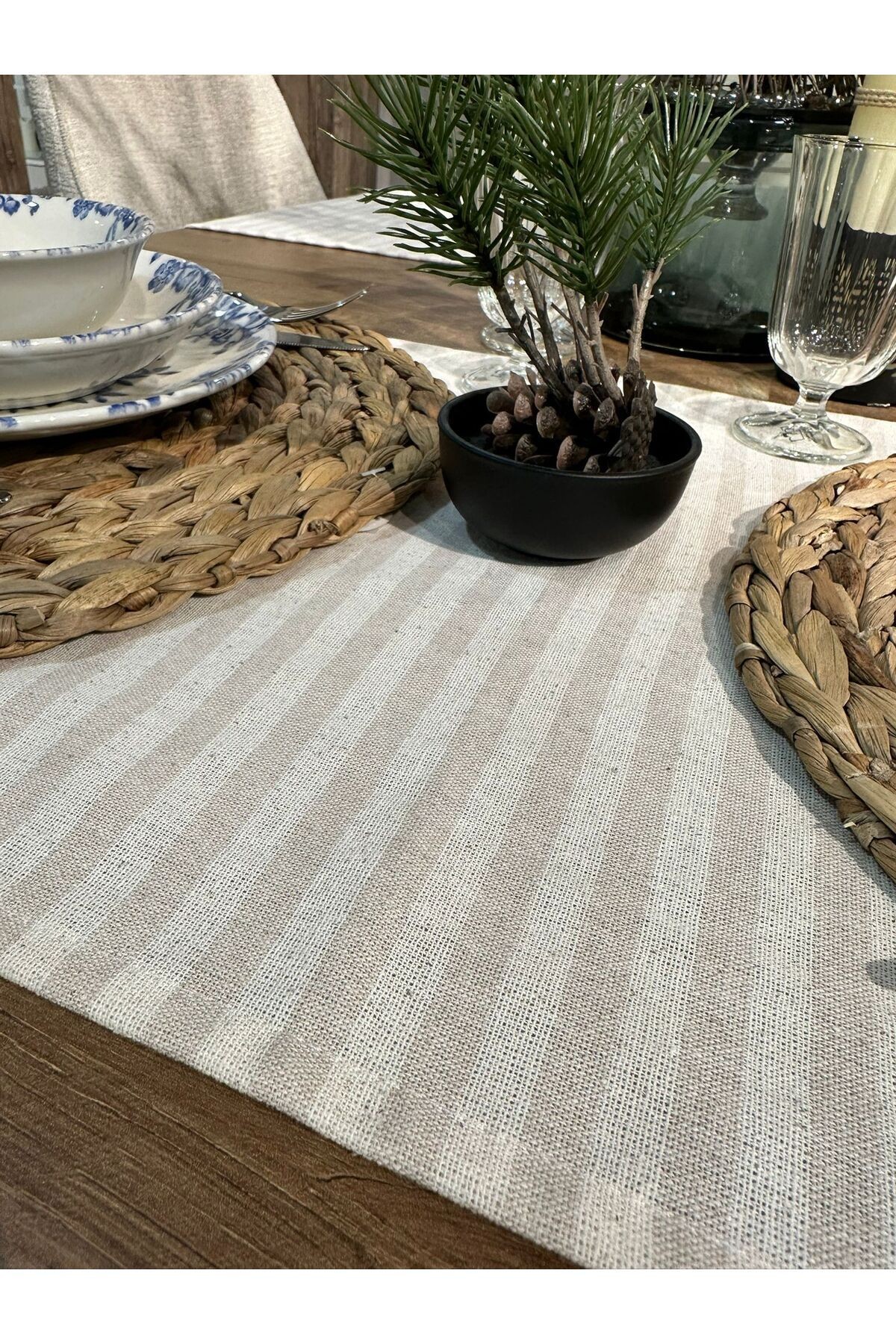 %100 Keten Kumaş,bohem Runner 40*140 Cm