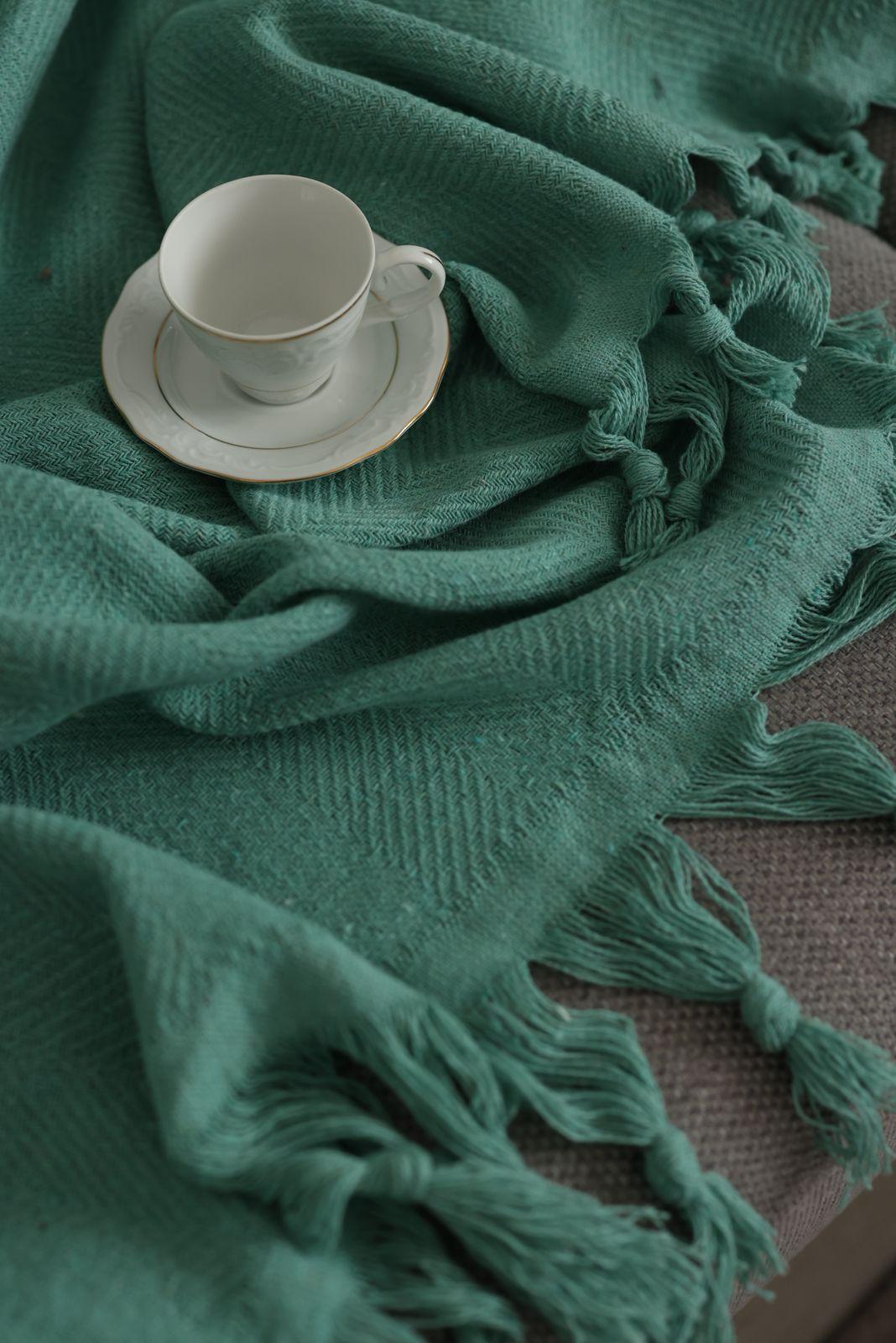 Renge Renk El Bağlama Mint Yeşili Koltuk Örtüsü 180*200 Cm