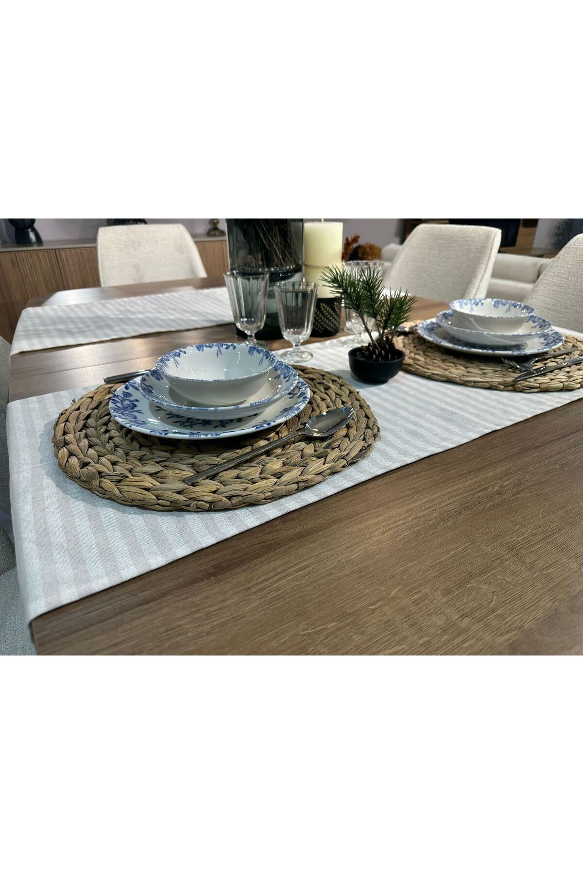 %100 Keten Kumaş,bohem Runner 40*140 Cm