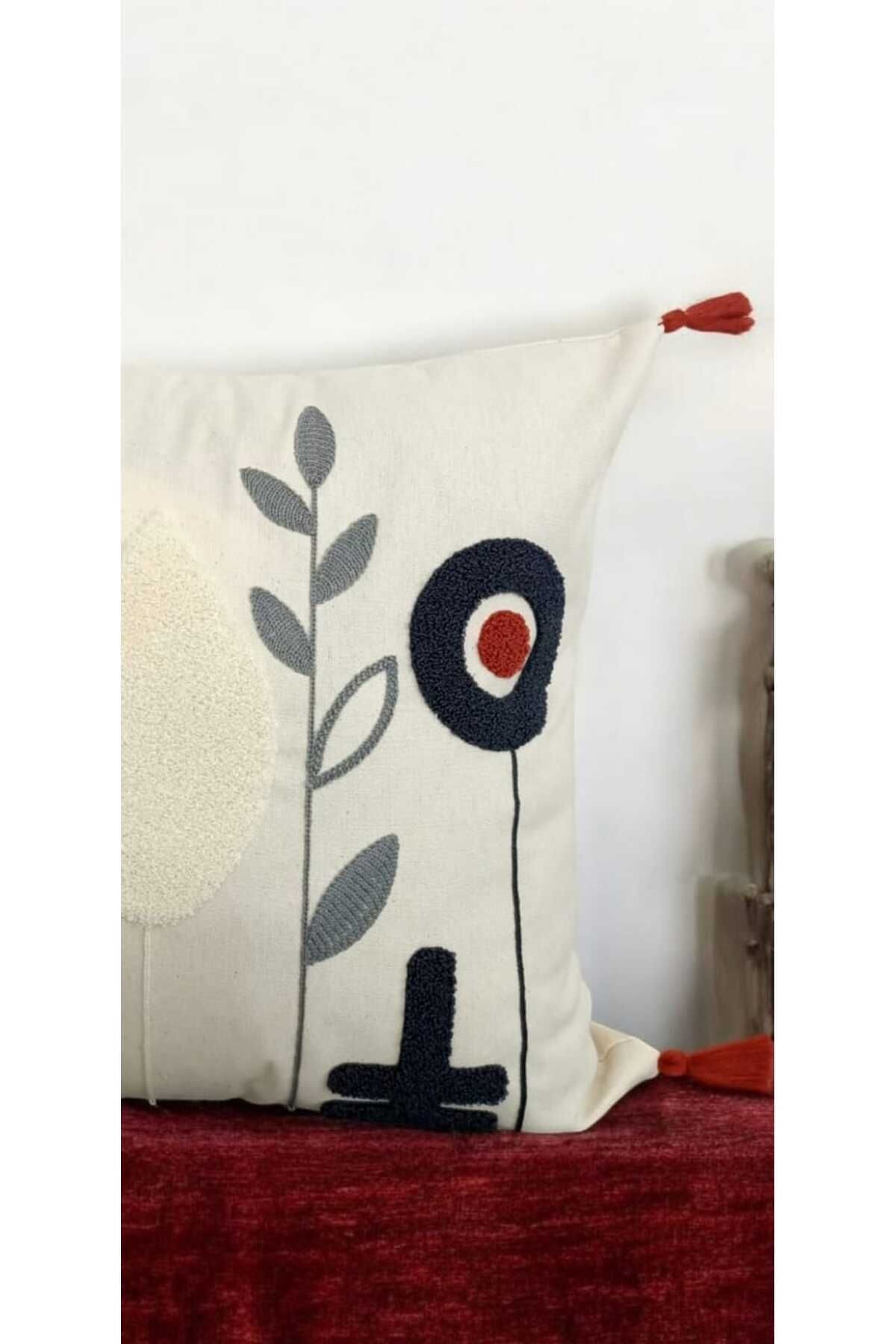 Punch Dandelıon Desen Ponponlu Kırlent 43x43 cm