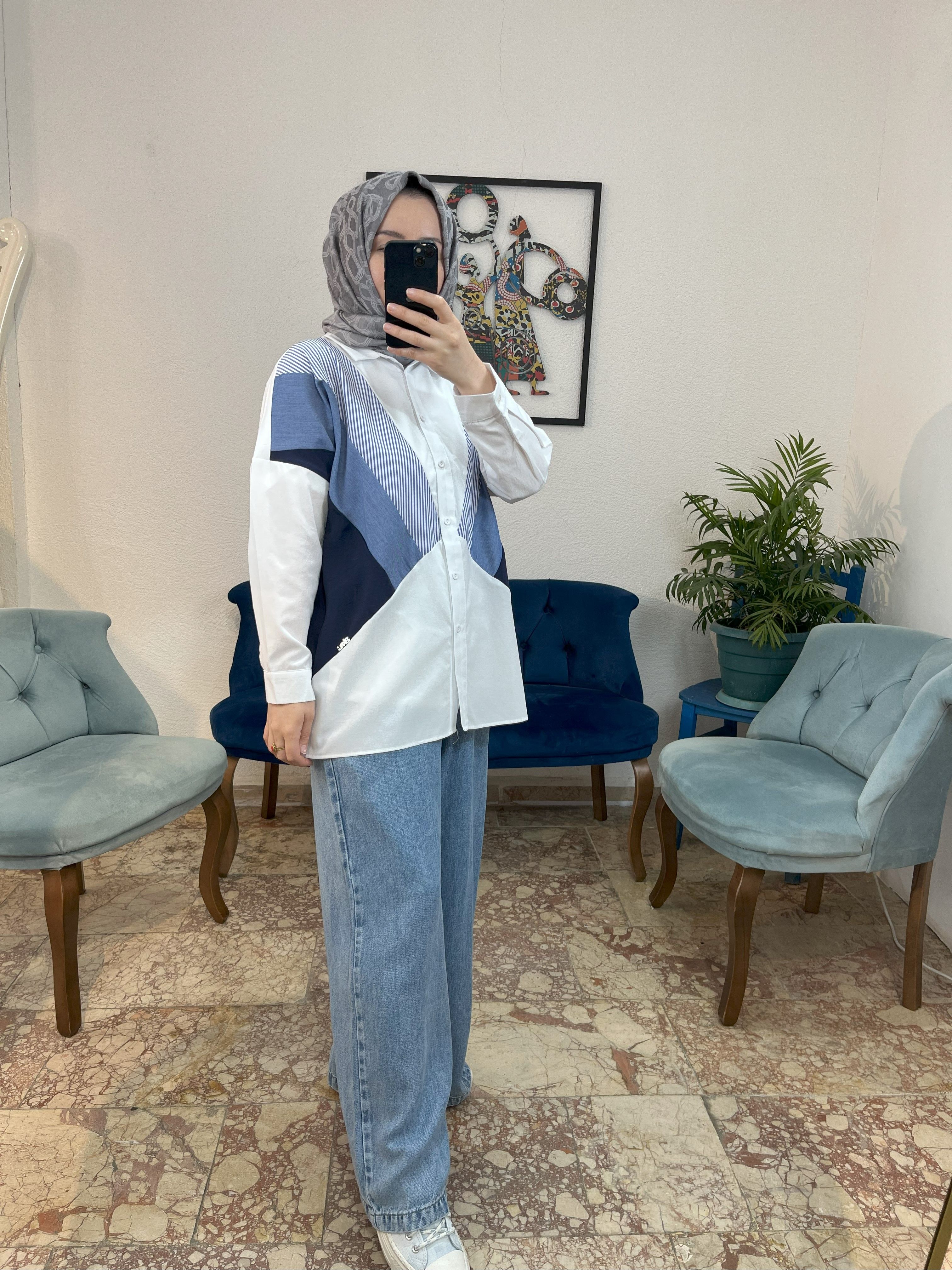 kup detaylı poplin gömlek