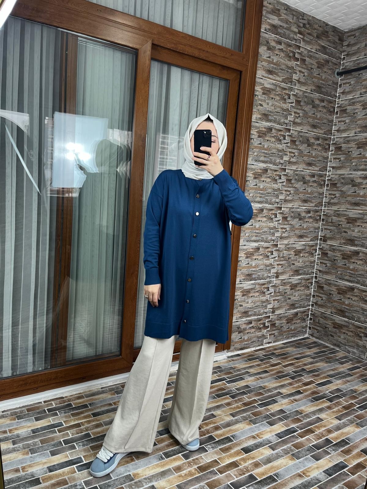 merserize indigo tunik -hırka