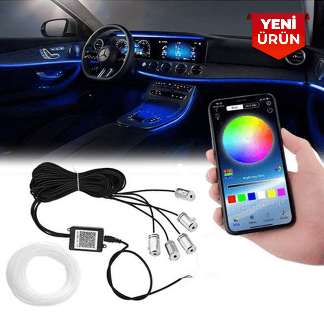 App Kontrollü Araç İçi Ambiyans LED Neon RGB – 5 Parça (12V) 7788