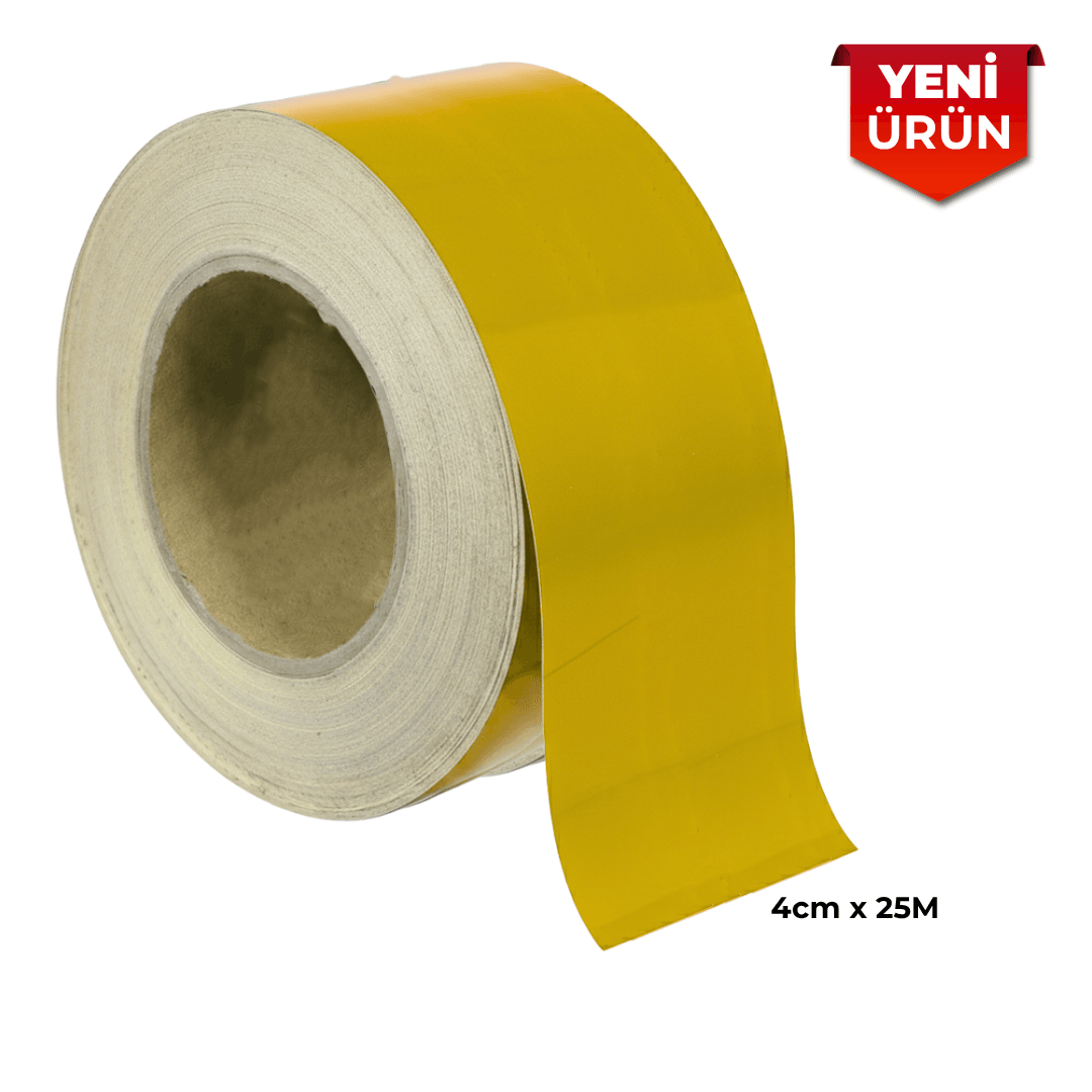Reflektif Fosforlu Şerit Bant, Düz Reflekte İkaz Bandı 4cm x 25M