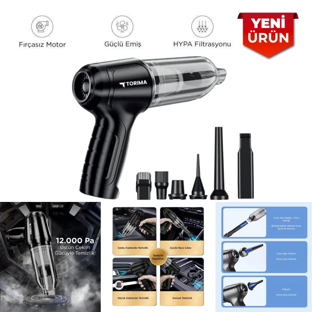 Mini Çok Fonksiyonlu Üflemeli Şarjlı Araç ve El Süpürgesi – Kablosuz Kompakt Vakum LT-107C