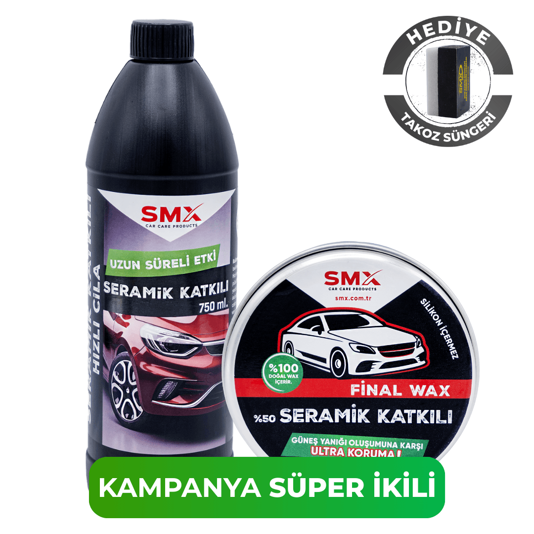 Final Wax 150 Ml  + Seramik Katkılı Hızlı ve Pratik Cila  750 ML.+ Hediye Takoz Cila Süngeri 