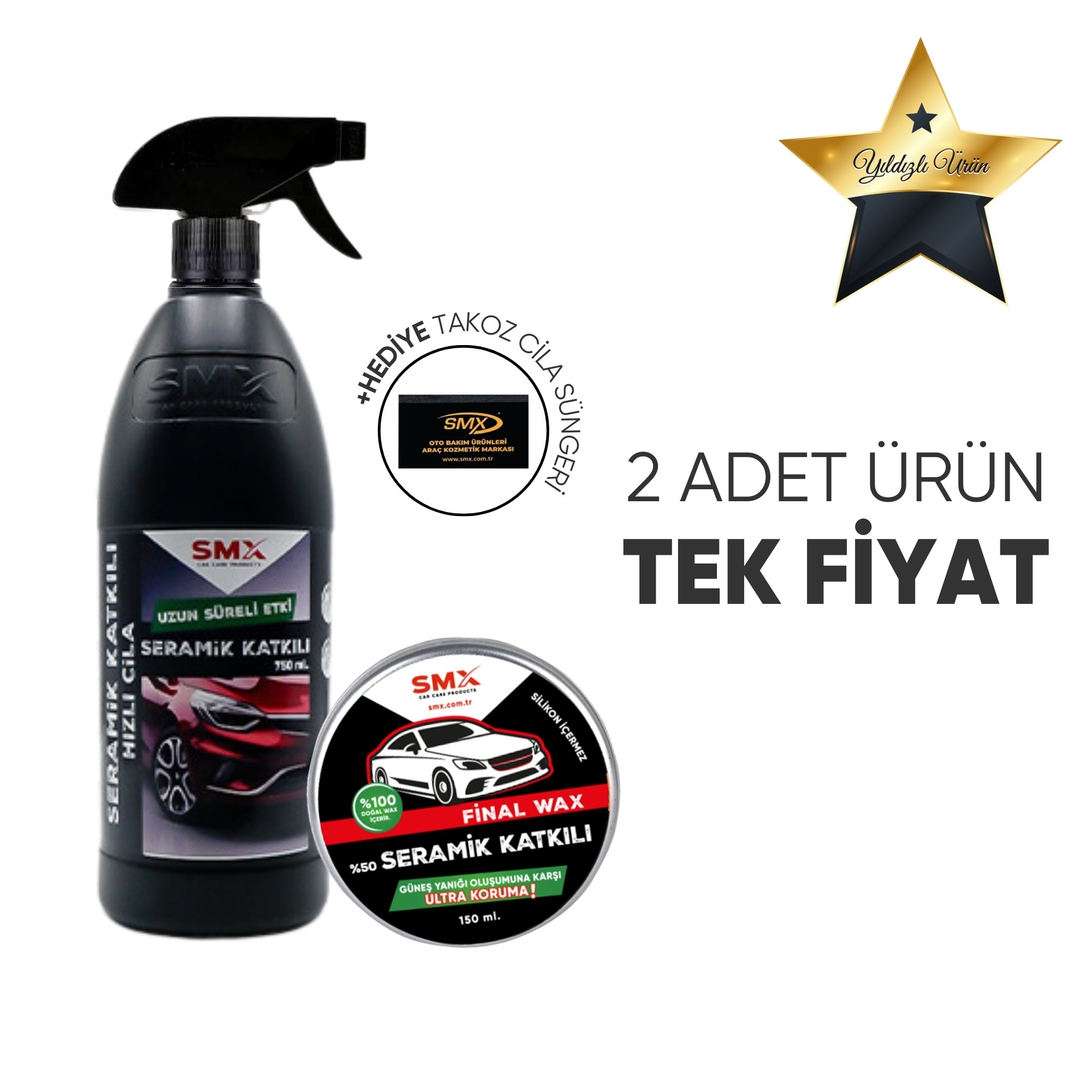 Final Wax 150 Ml  + Seramik Katkılı Hızlı ve Pratik Cila  750 ML.+ Hediye Takoz Cila Süngeri 