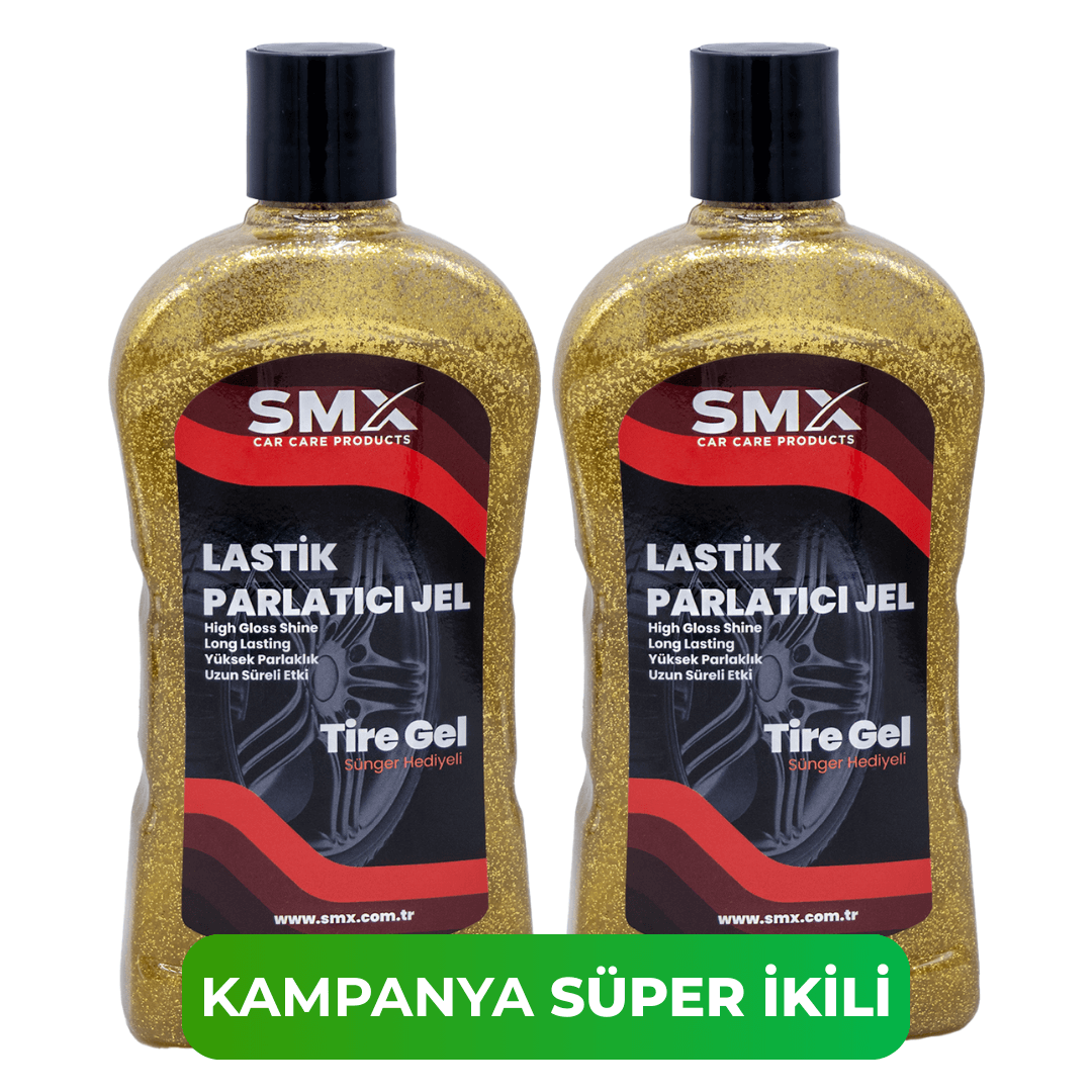 Simli Jel Lastik Parlatıcı 500 Ml  2 Adet+ Sünger Hediye 