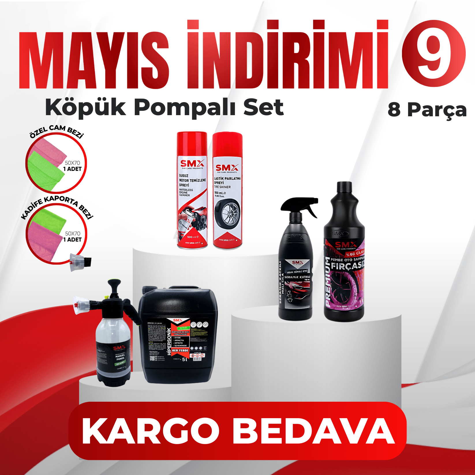 Mayıs İndirimi 9 KÖPÜK Yapıcı Basınçlı Pompa Hediye  (8 Parça)