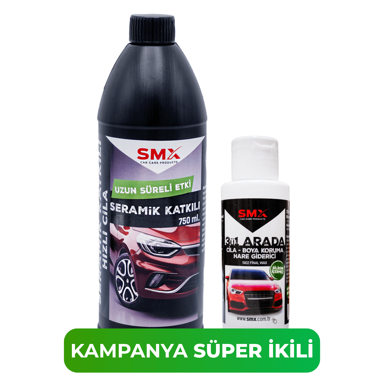 Seramik Katkılı Hızlı ve Pratik Cila 750ml.+ 3'Ü 1 Arada Cila-Boya Koruma-Hare Giderici 100 Ml
