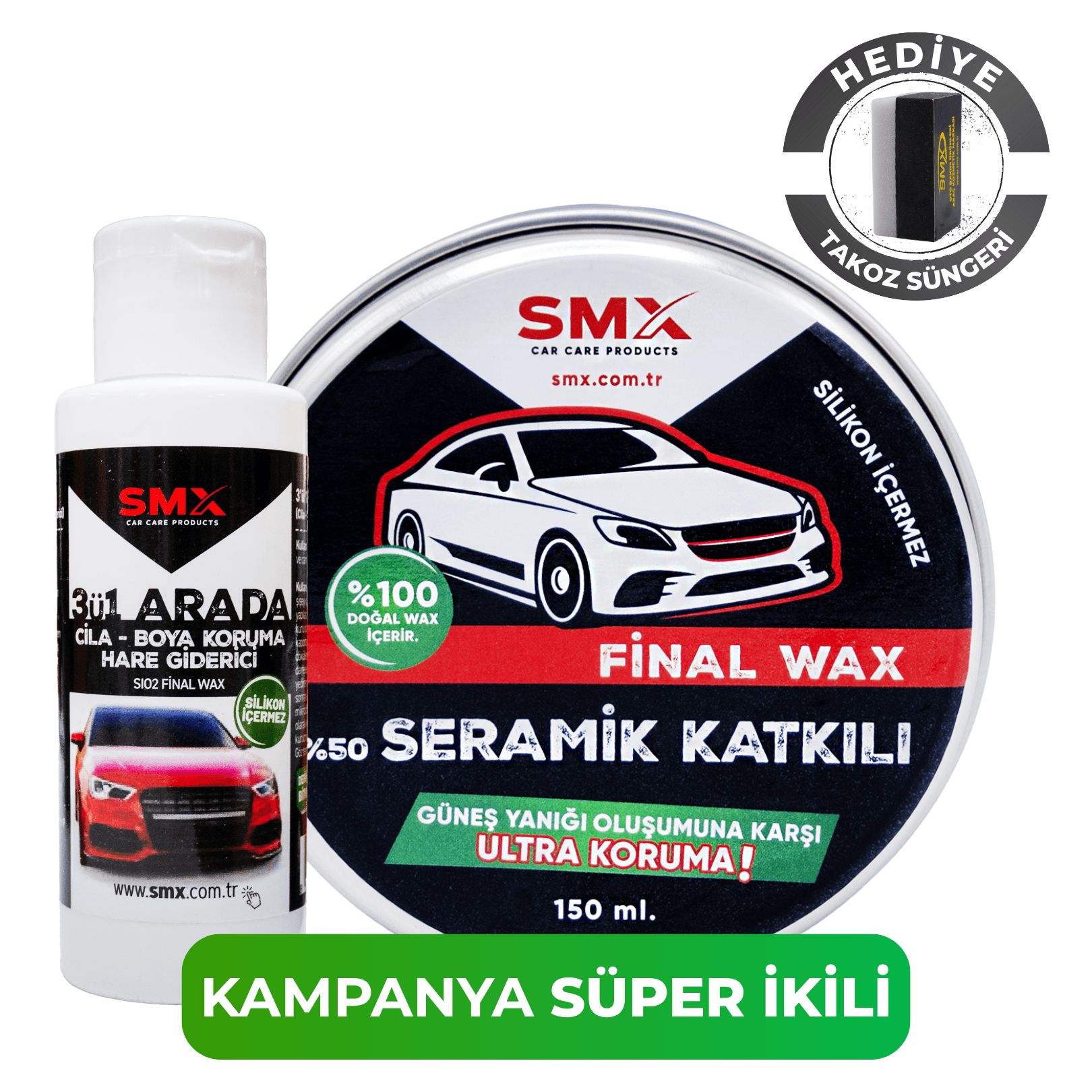 Final Wax 150 Ml + 3'Ü 1 Arada Cila-Boya Koruma-Hare Giderici 100 Ml + Hediye Takoz Cila Süngeri