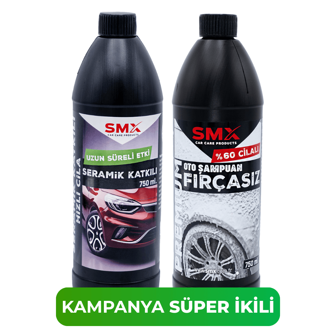 Seramik Katkılı Hızlı ve Pratik Cila 750ml. +  Premium %60 Cilalı Fırçasız Oto Şampuanı 750 ml