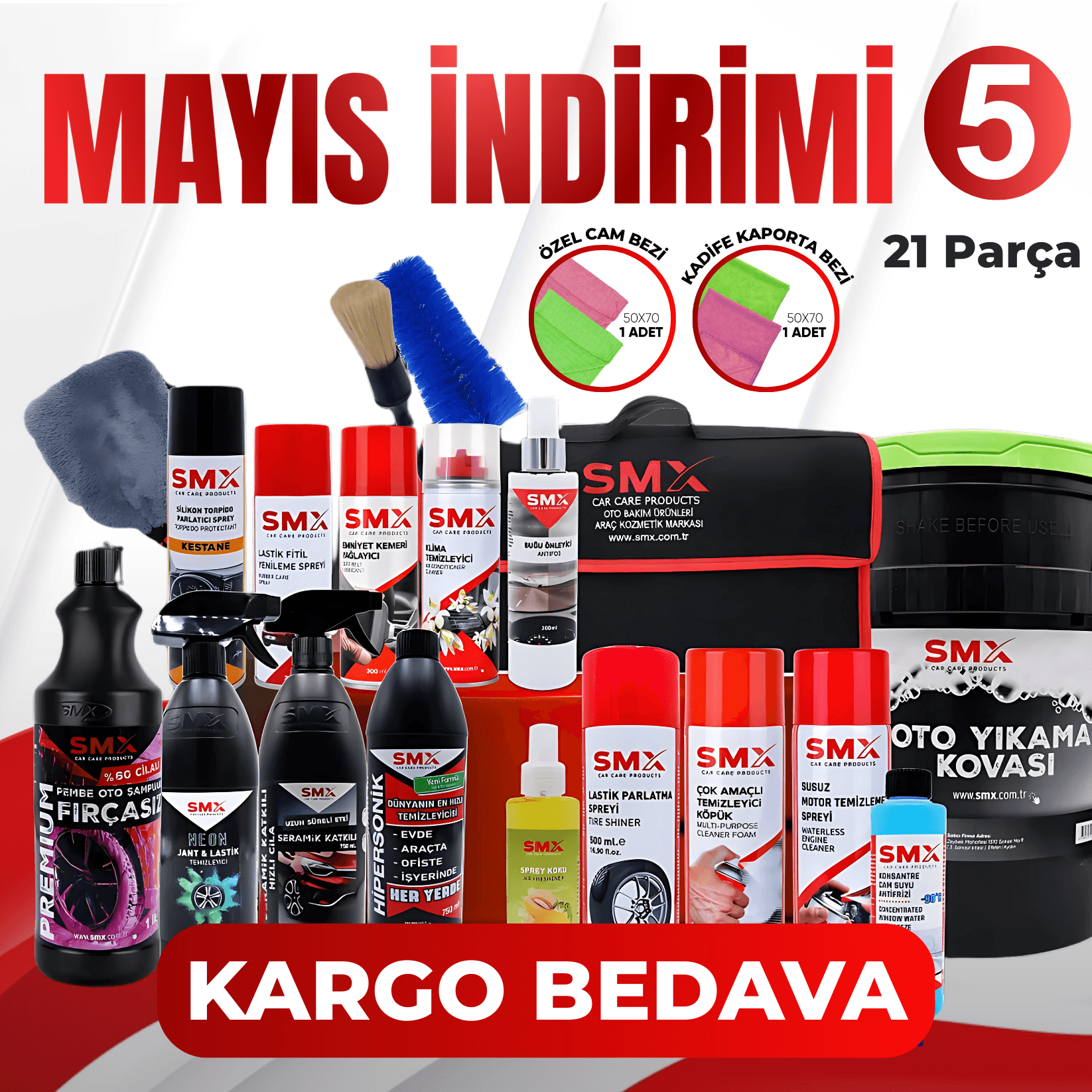 Mayıs İndirimi 5  Kova Hediye ve Bagaj Çantası (21 Parça)
