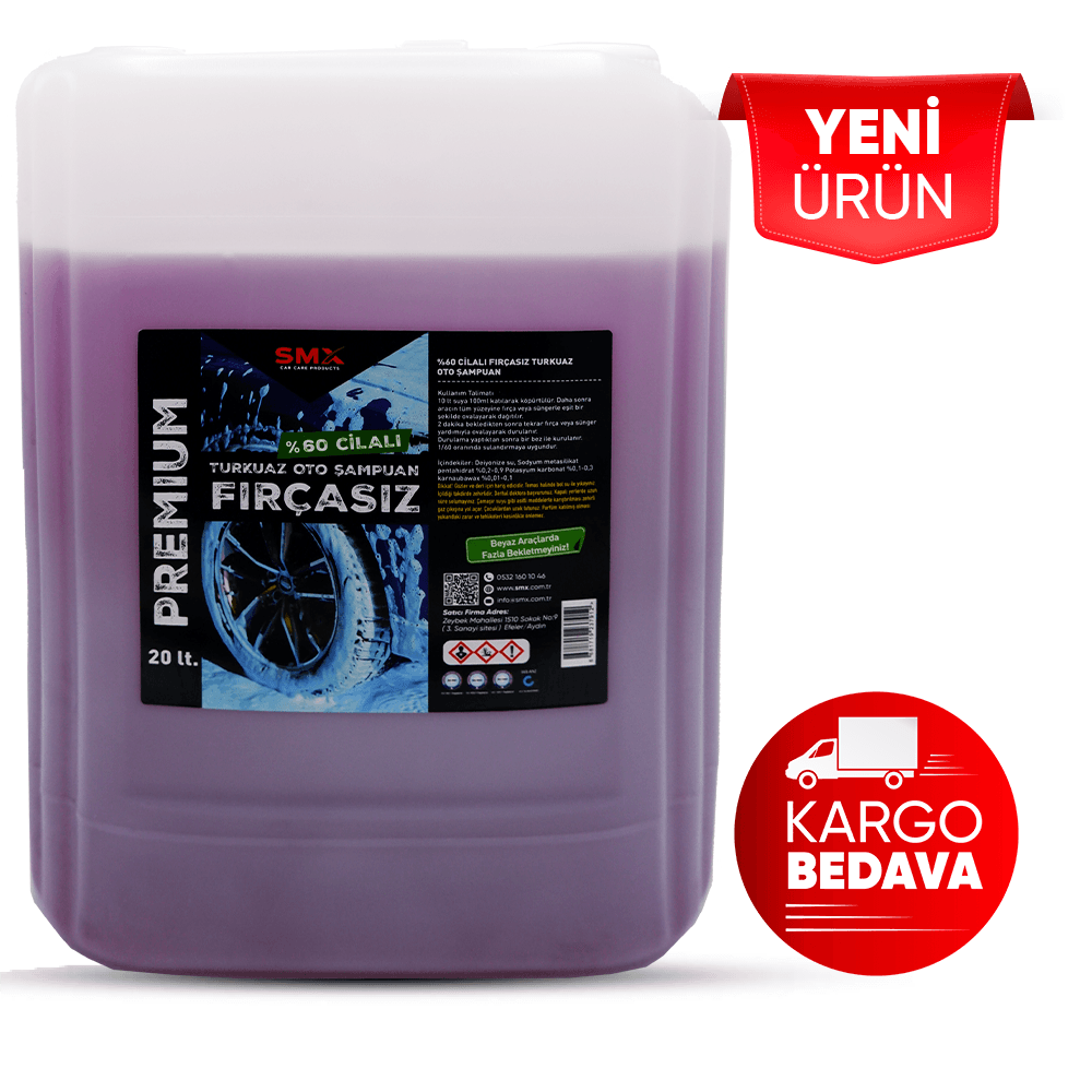 Premium %60 Cilalı Turkuaz Fırçasız Oto Şampuanı 20 lt.