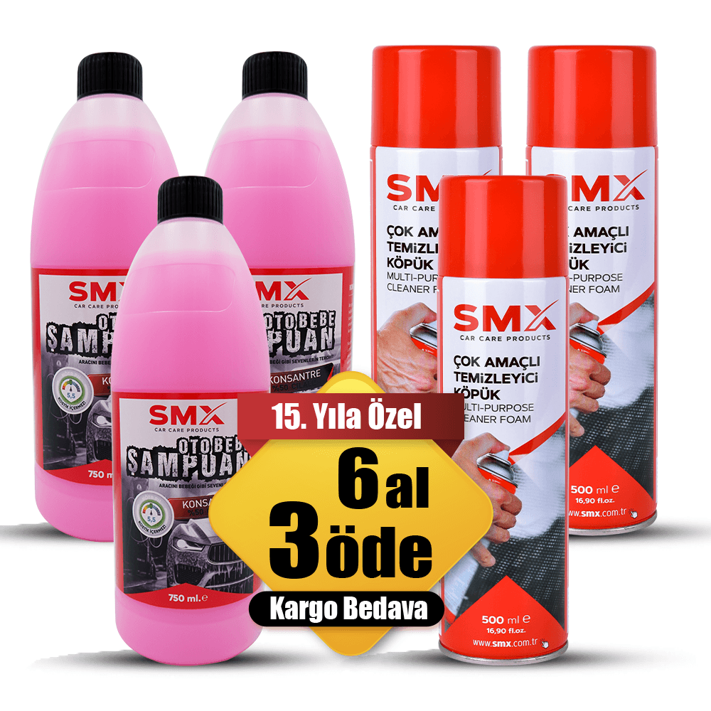 Oto Bebe Şampuanı 750 ml 3 Adet + Çok Amaçlı Temizleyici Köpük 500 Ml  3 Adet 🎁 6 Adet Al, 3 Öde!