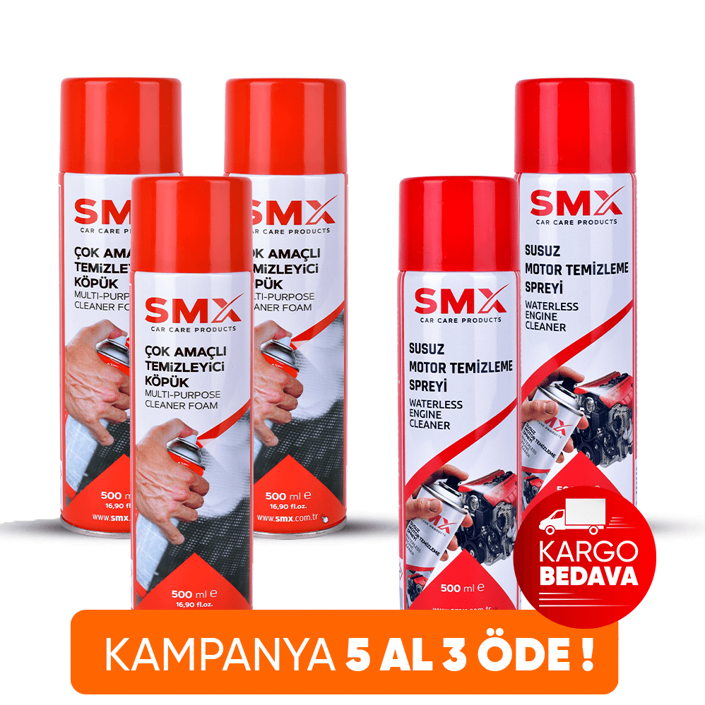 Çok Amaçlı Temizleyici Köpük 500 Ml  3 Adet+Susuz Motor Temizleme Spreyi 500 ml 2Adet  🎁 5 Adet Al, 3 Öde!