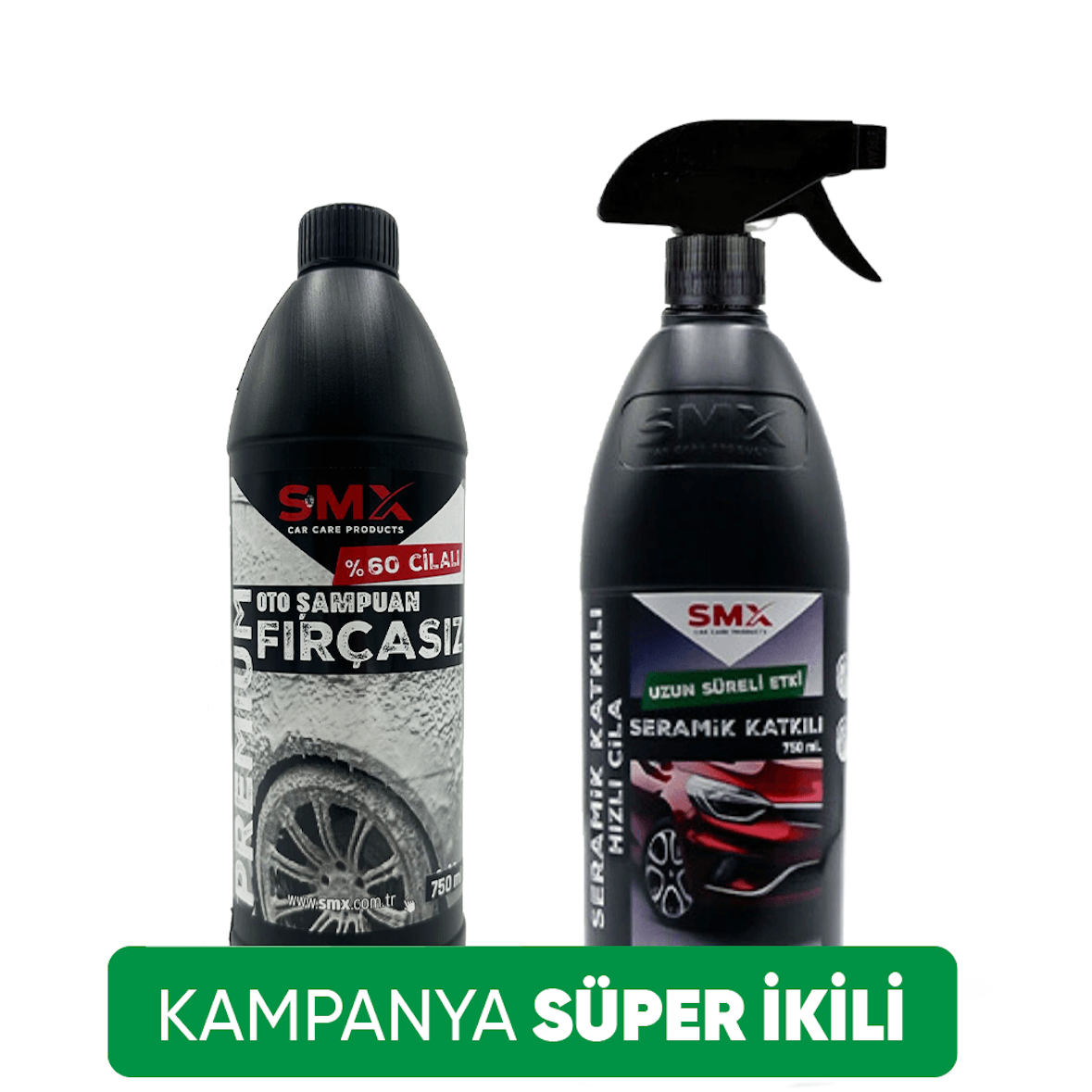 Seramik Katkılı Hızlı ve Pratik Cila 750ml. +  Premium %60 Cilalı Fırçasız Oto Şampuanı 750 ml