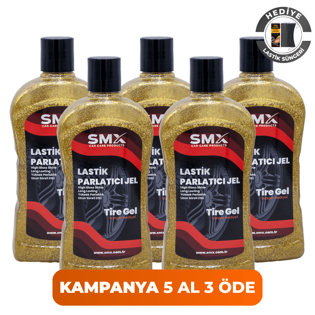 Simli Jel Lastik Parlatıcı 500 Ml + Sünger Hediye 5 Al 3 Öde