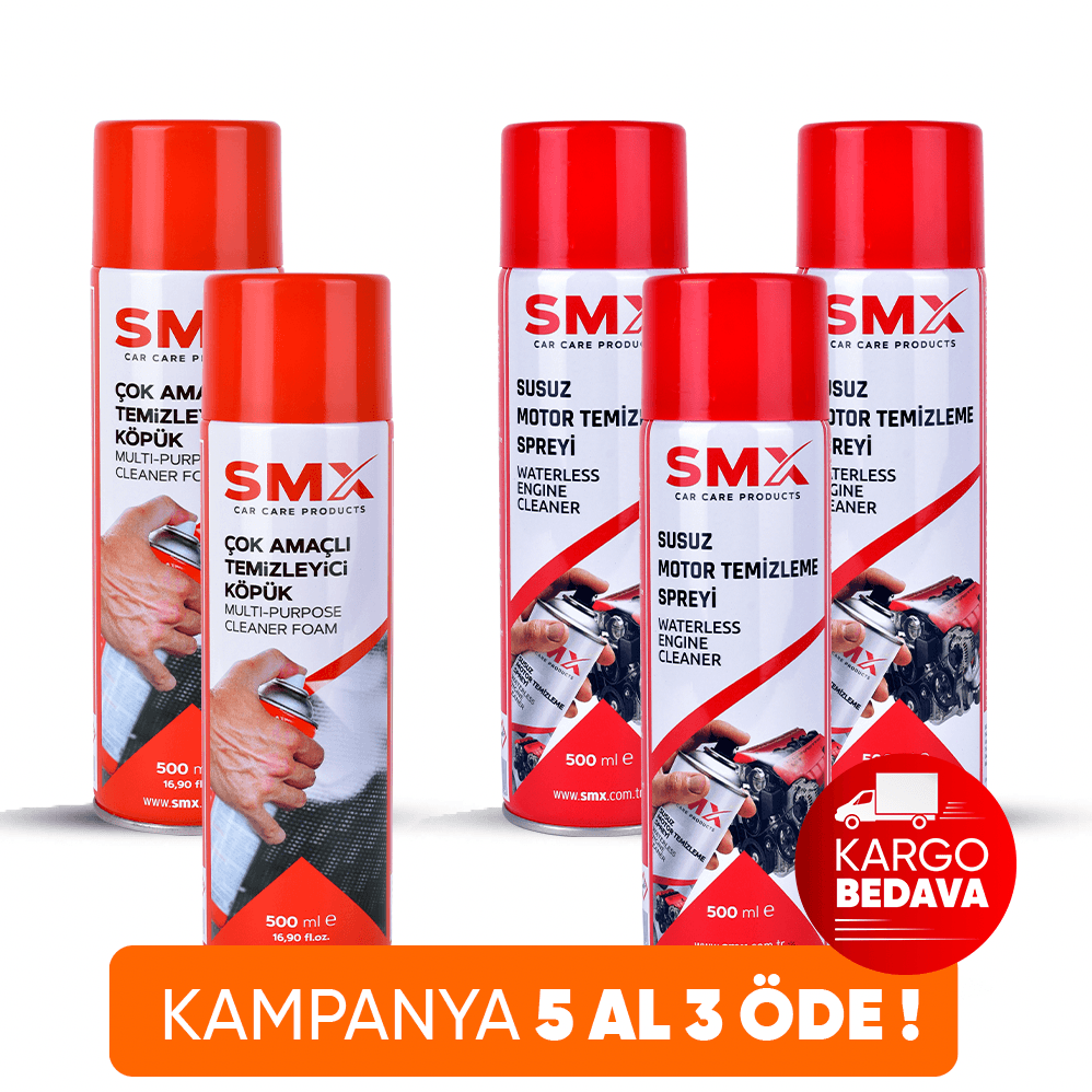 Susuz Motor Temizleme Spreyi 500 ml 3 Adet + Çok Amaçlı Temizleyici Köpük 500 Ml  2 Adet 🎁 5 Adet Al, 3 Öde!