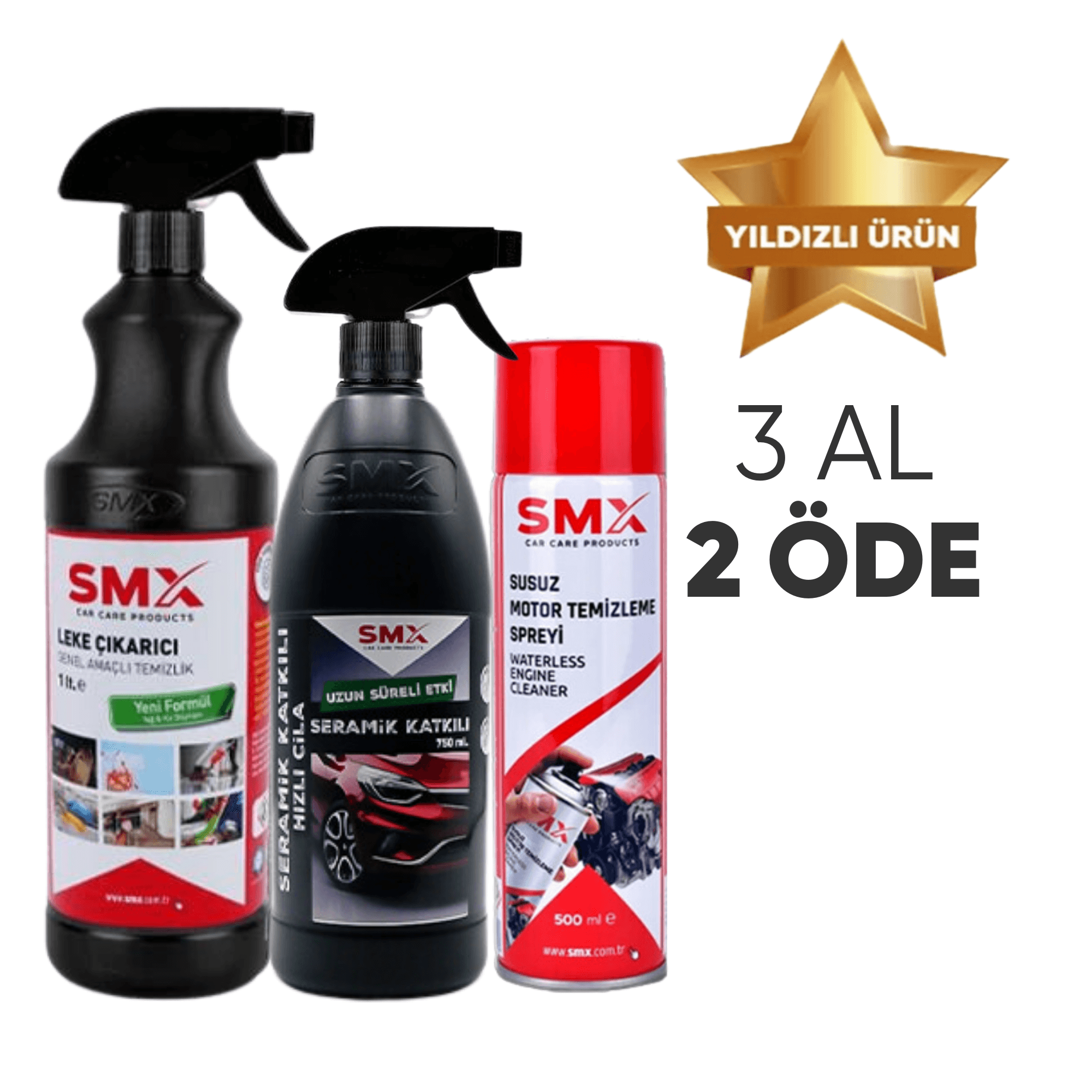 Susuz Motor Temizleme Spreyi 500 Ml + Seramik Katkılı Hızlı ve Pratik Cila 750 ml.+ Leke Çıkarıcı /Genel Amaçlı Temizlik Ürünü 1Lt. (ARAÇ BAKIM SETİ - )  🎁 3 Adet Al, 2 Öde!