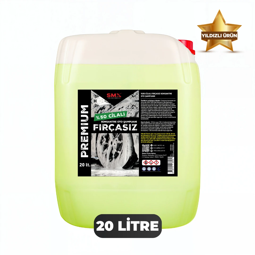 %50 CİLALI KONSANTRE FIRÇASIZ OTO ŞAMPUANI (20 Lt) 