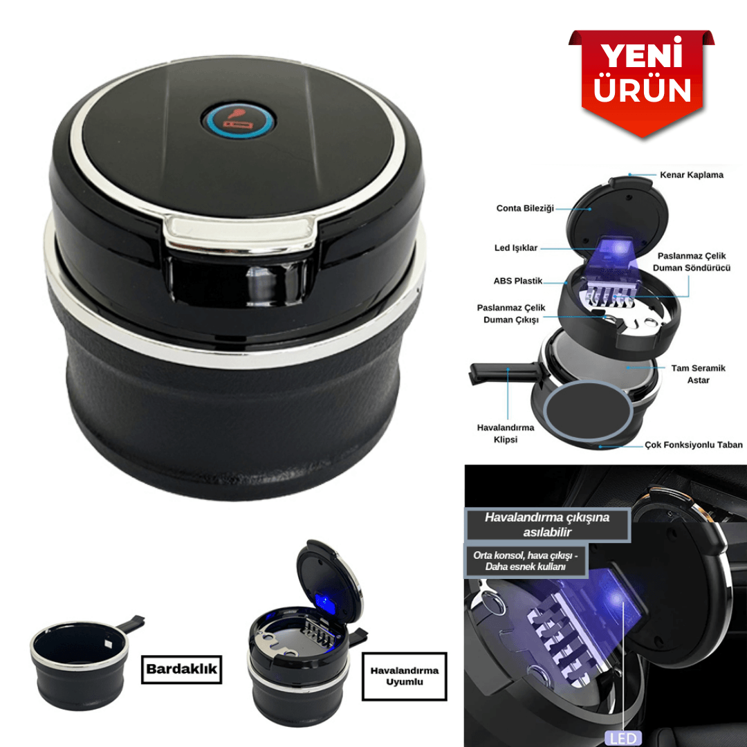 Lüx Seramik Oto Küllük, Işıklı Kapaklı Gümüş BR2944645