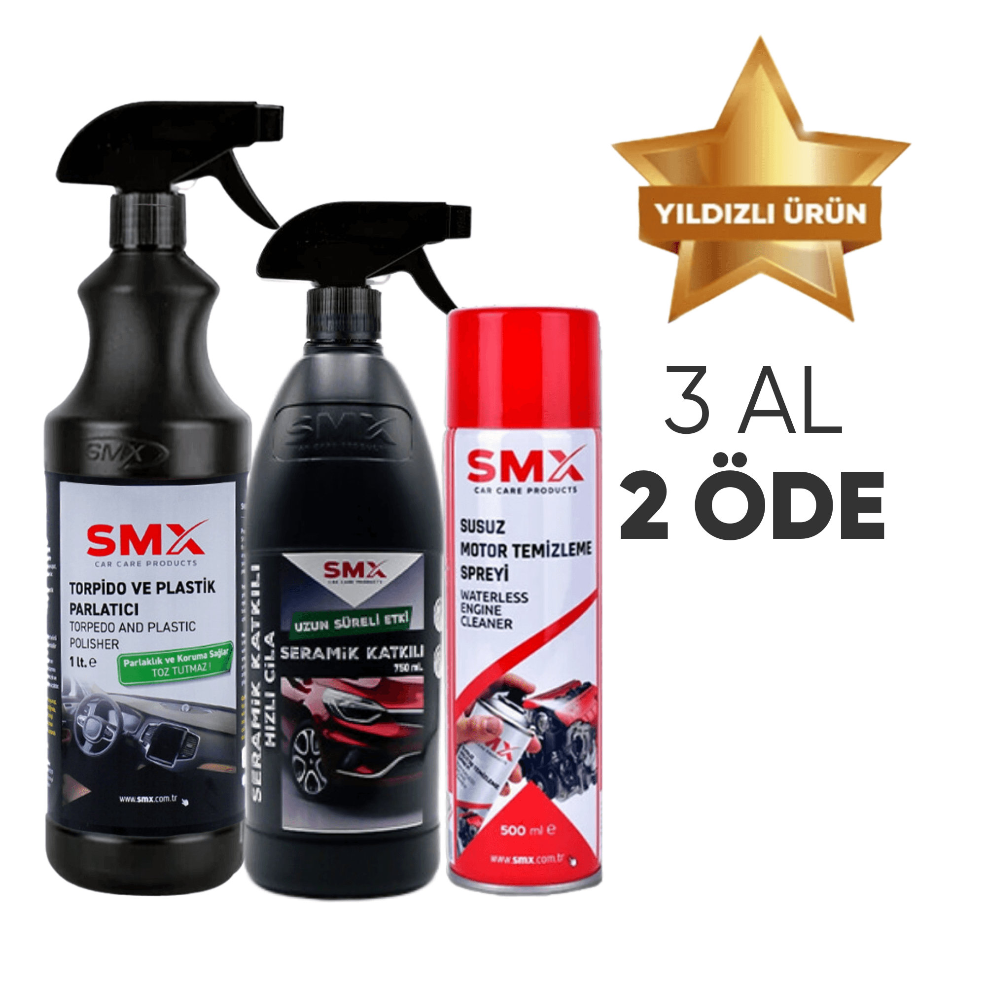 Seramik Katkılı Hızlı ve Pratik Cila 750 ml.+ Torpido ve Plastik Parlatıcı 1Lt.+ Susuz Motor Temizleme Spreyi  500 Ml 🎁 3 Adet Al, 2 Öde!