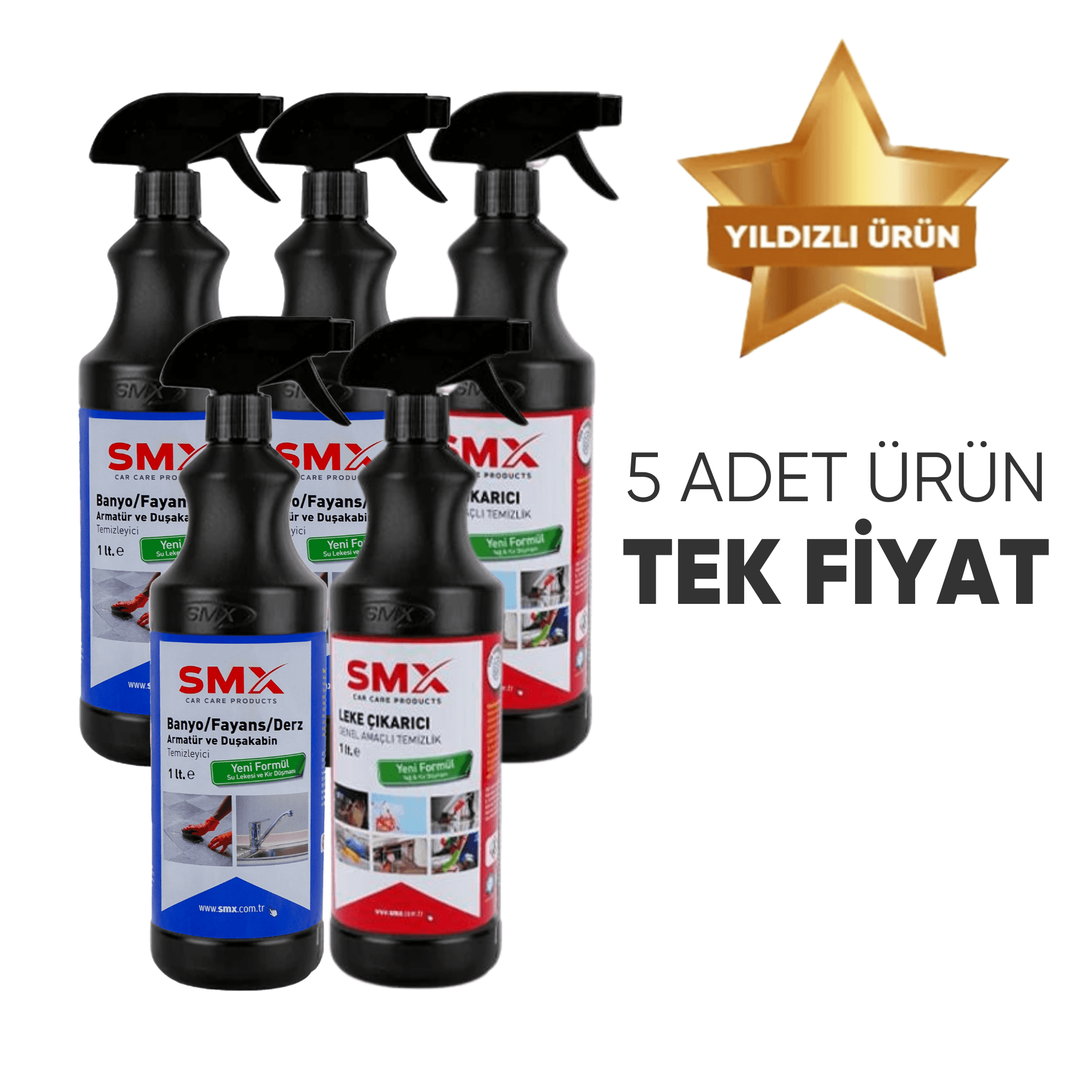 Leke Çıkarıcı /Genel Amaçlı Temizlik Ürünü 3 Adet + Banyo-Fayans-Derz-Armatür ve Duşakabin Temizleyici 2 Adet (EV TEMİZLİK SETİ)