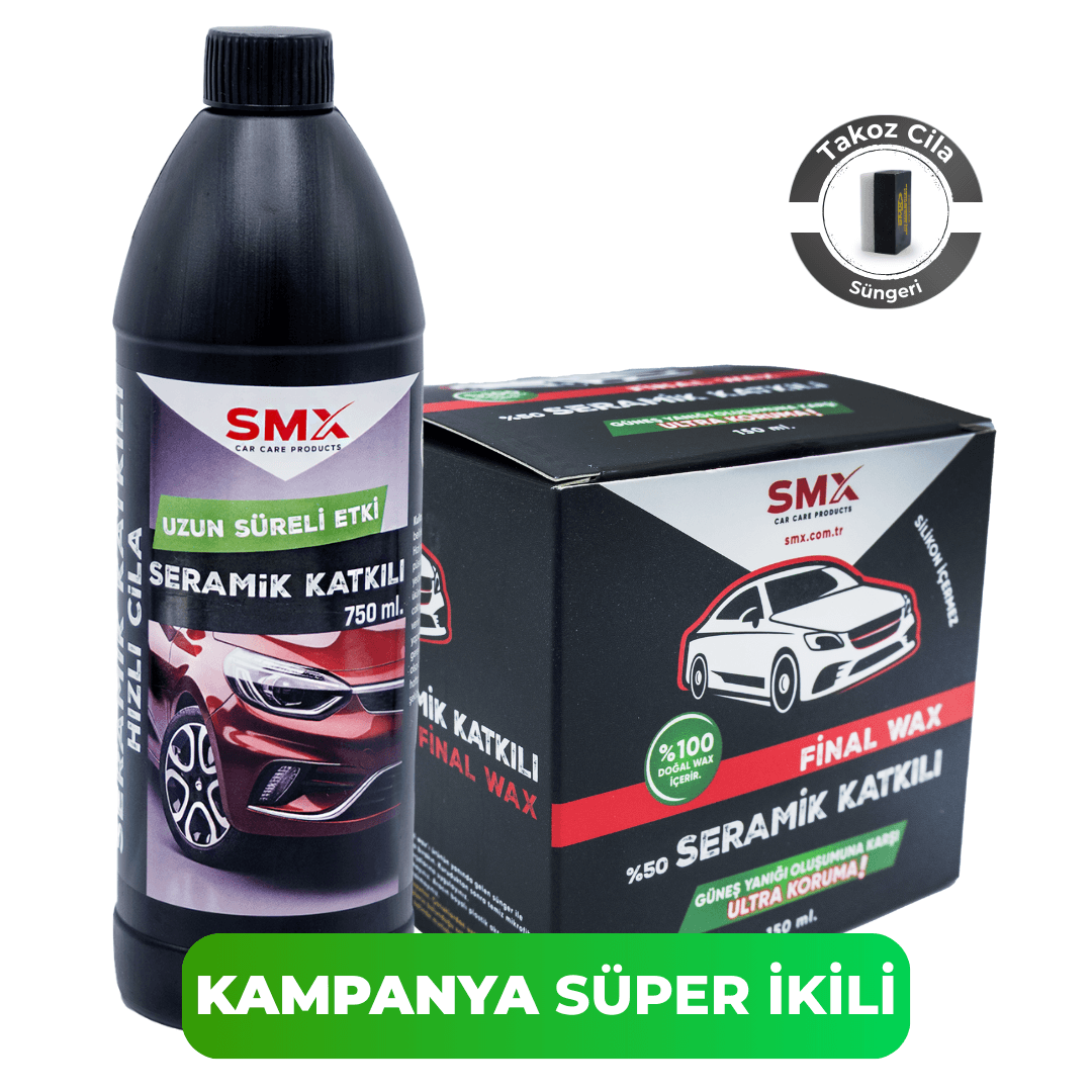 Final Wax 150 Ml  + Seramik Katkılı Hızlı ve Pratik Cila  750 ML.+ Hediye Takoz Cila Süngeri 
