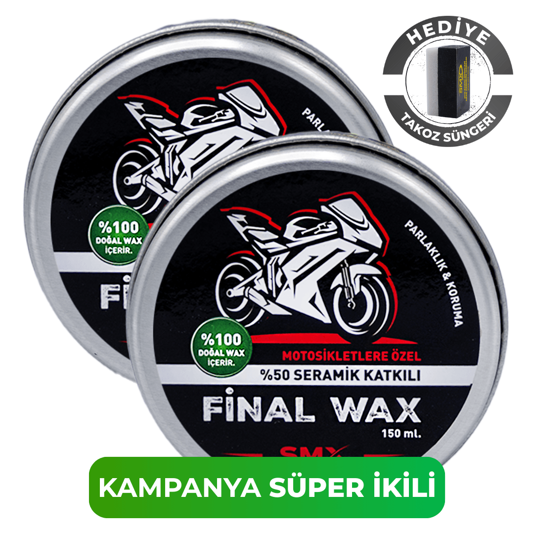 Motosikletlere Özel Final Wax 150 ml 2 Adet + Hediye Takoz Cila Süngeri