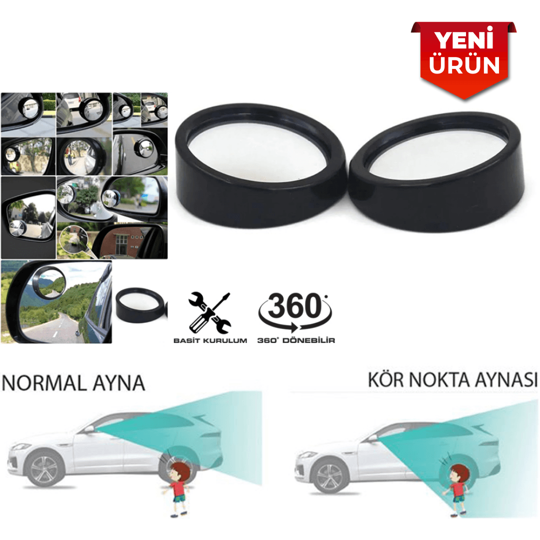 Kör Nokta Aynası 360° Ayarlı – 50 mm Siyah (2’li Set) BR0221002