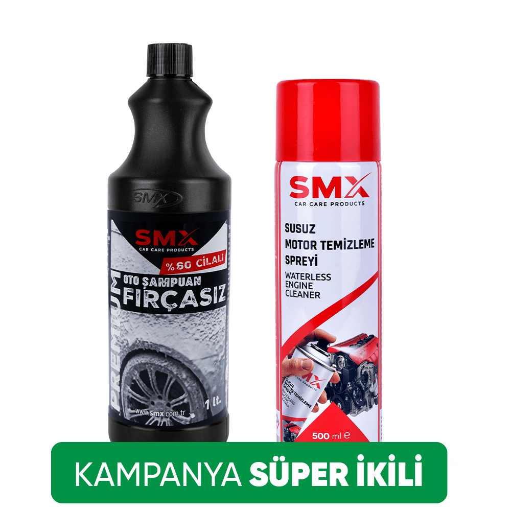 Premium %60 Cilalı Fırçasız Oto Şampuanı 1 Lt +  Susuz Motor Temizleme Spreyi 500 Ml