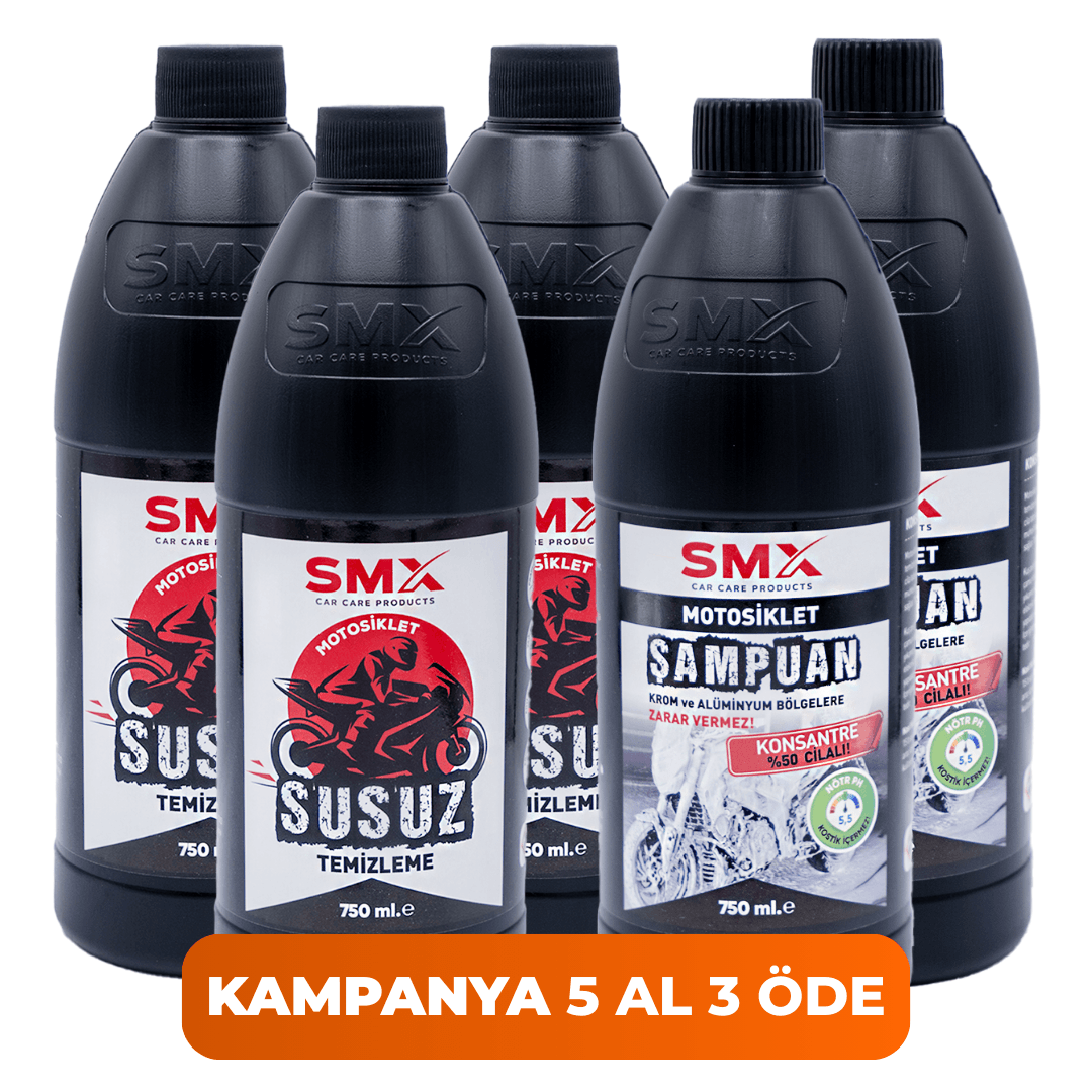 Motosiklet Susuz Temizleme 750 ml 3 Adet + Motosiklet Şampuan 750 ml 2 Adet 🎁 5 Al, 3 Öde!