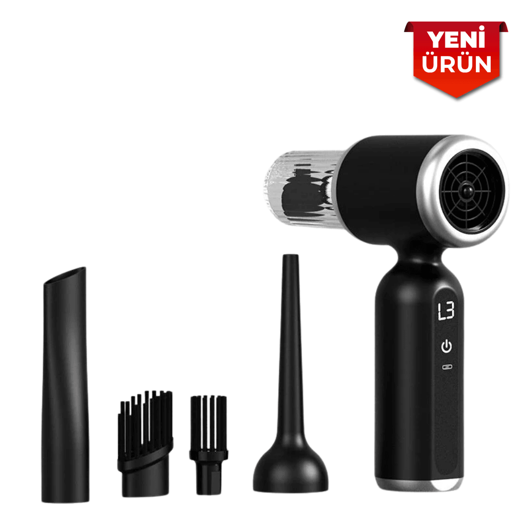 2’si 1 Arada Kablosuz Üflemeli ve Emişli El Süpürgesi, Araç Süpürgesi Mini Sarjlı LJ-8818