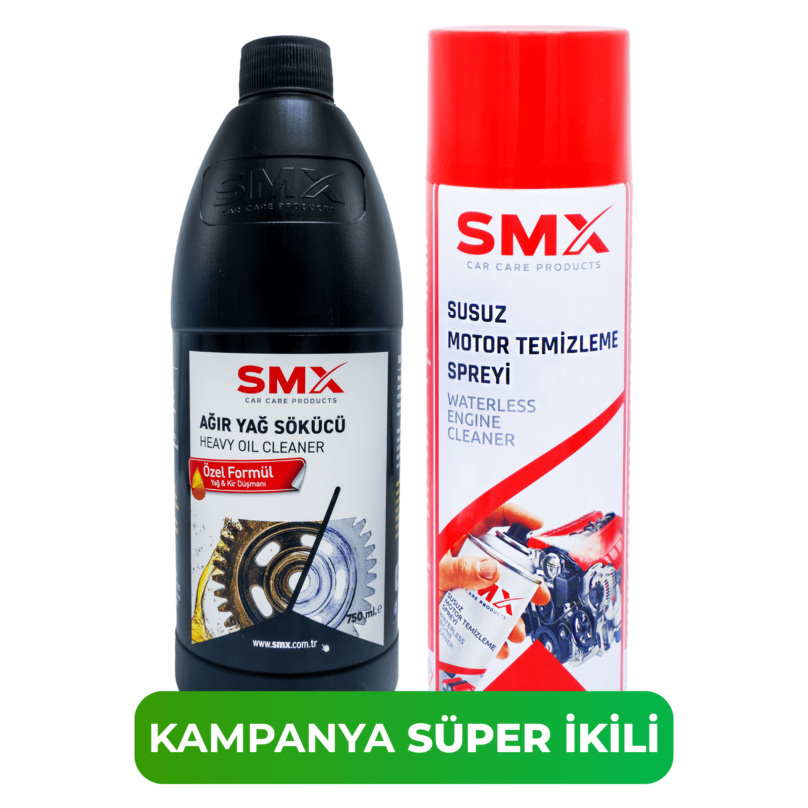 Susuz Motor Temizleme Spreyi 500 Ml + Ağır Yağ Çözücü 750 Ml