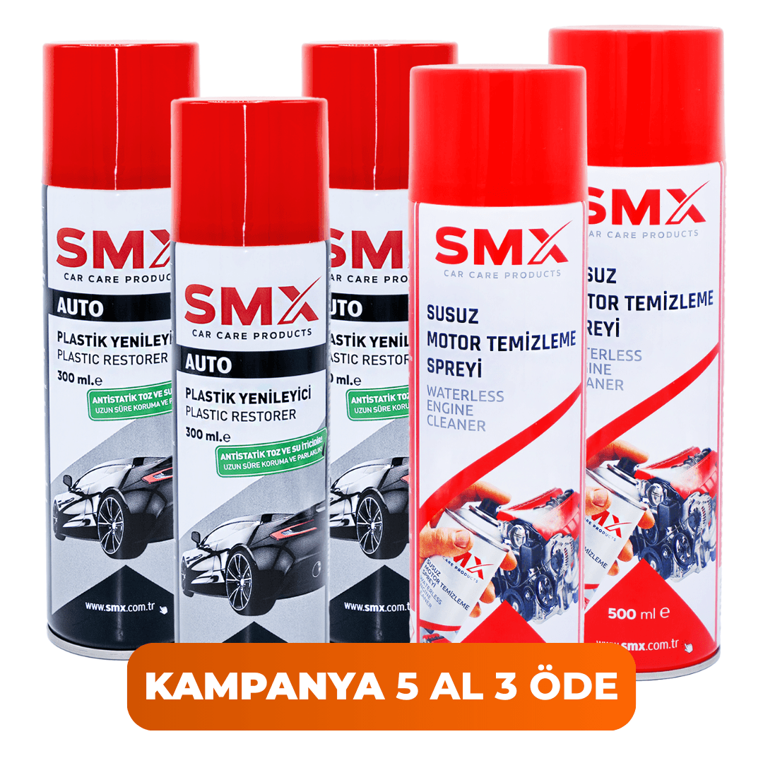  Tampon ve Plastik Yenileyici 300 ml 3adet + Susuz Motor Temizleme 500 ml 2 Adet +  🎁 5 Al 3 Öde!
